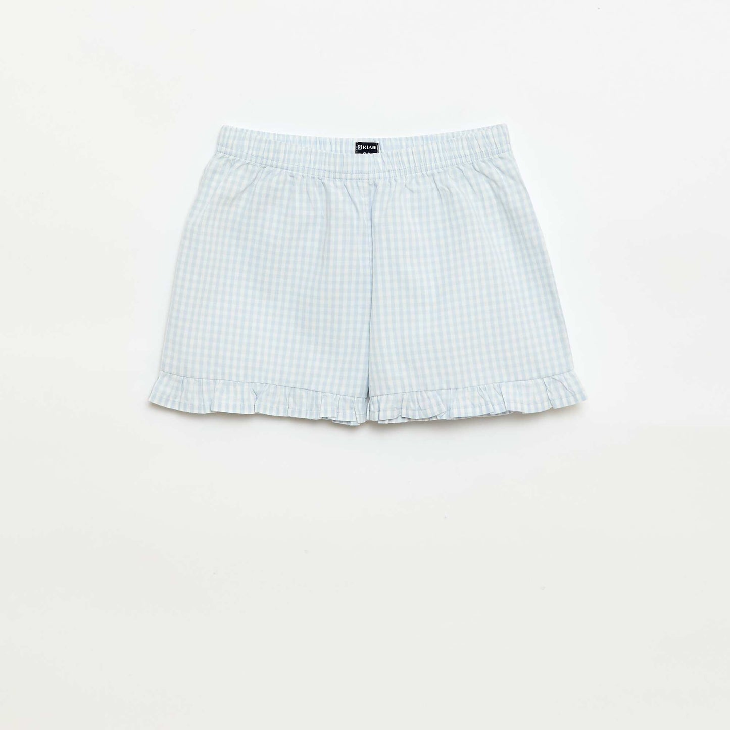 Gingham Print Short Pajama Set - 2 pieces WHITE