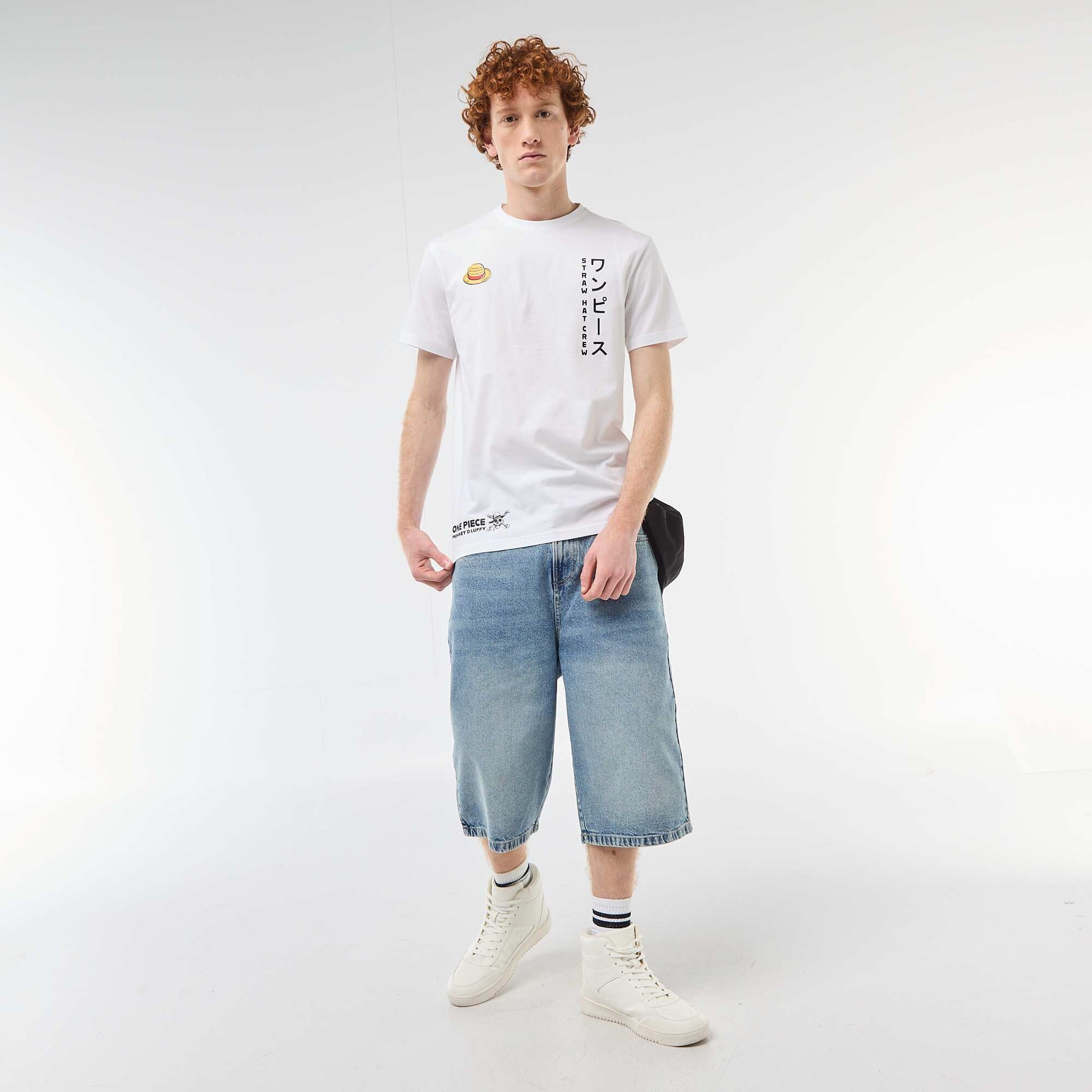 One Piece' solid cotton T-shirt WHITE