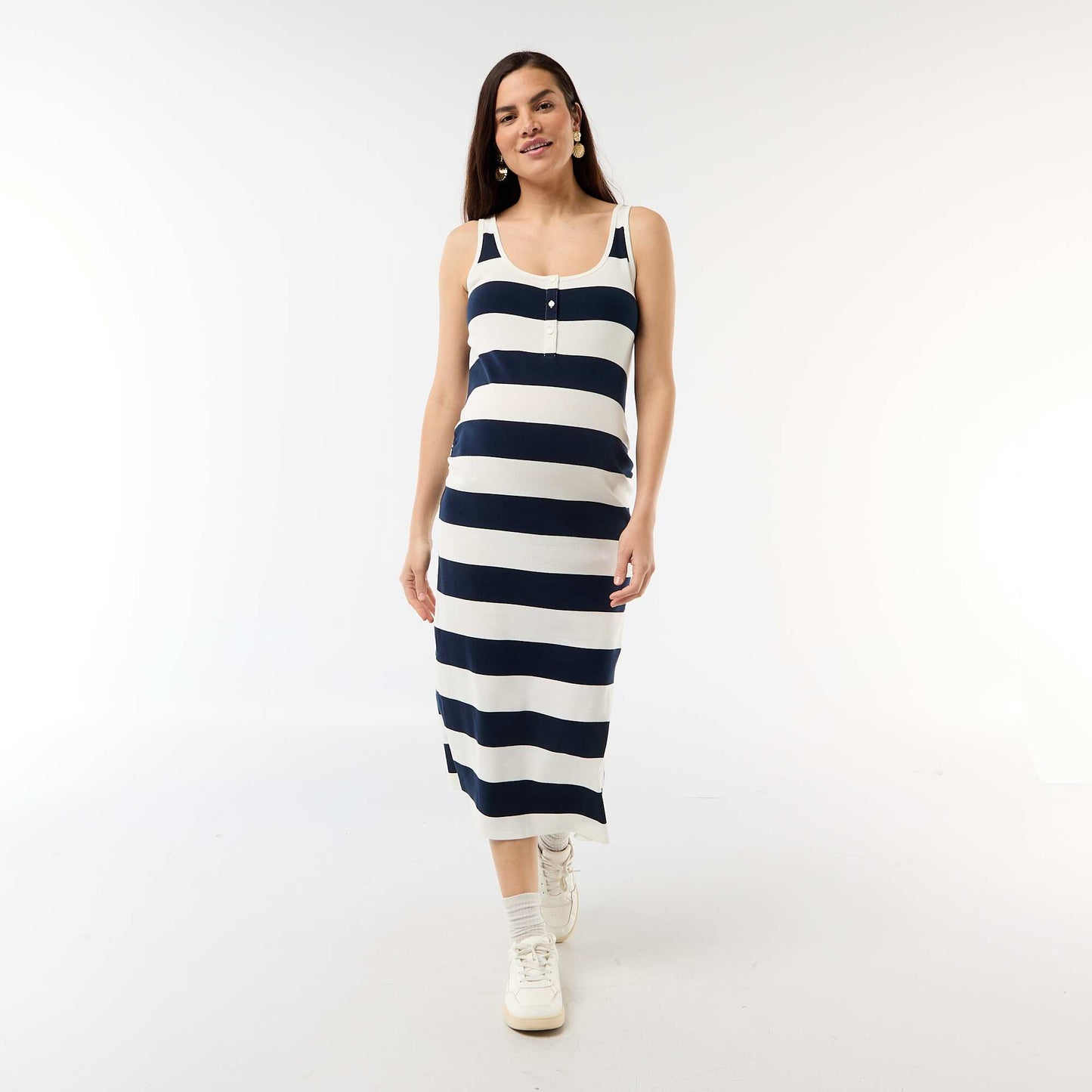 Ribbed Maternity Tank Dress BLUE