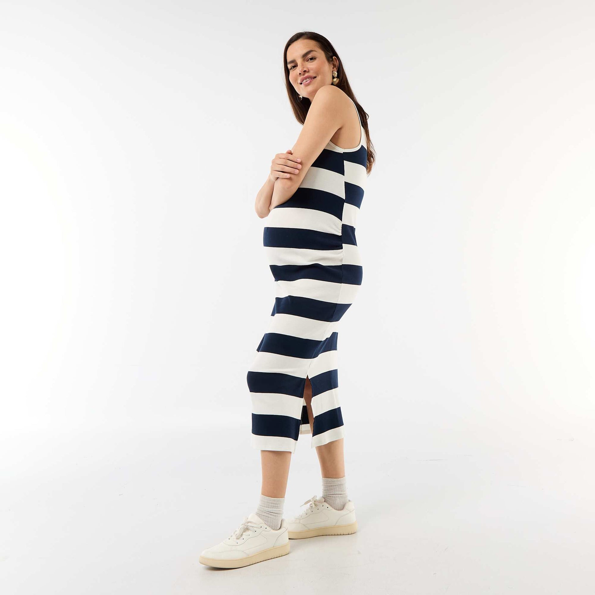Ribbed Maternity Tank Dress BLUE