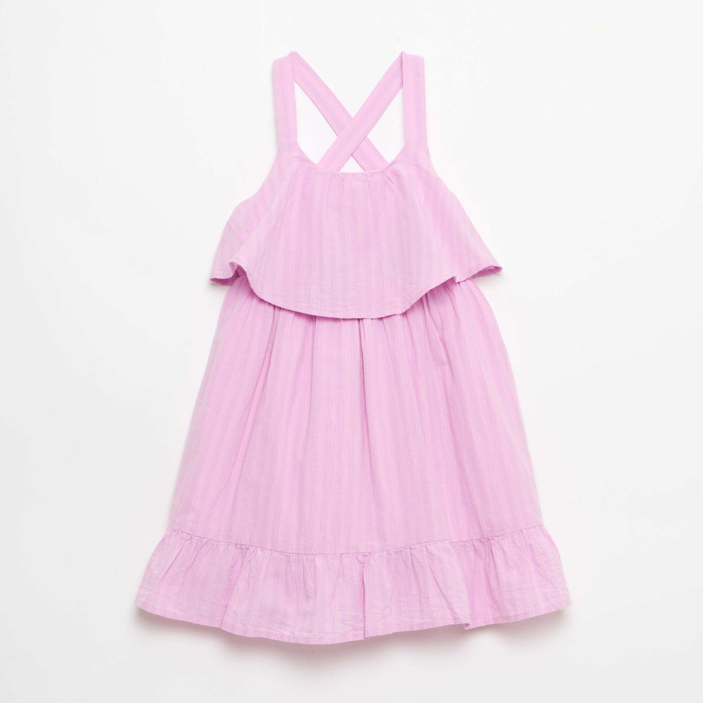 Criss-Cross Strap Shift Dress with Ruffles PURPLE
