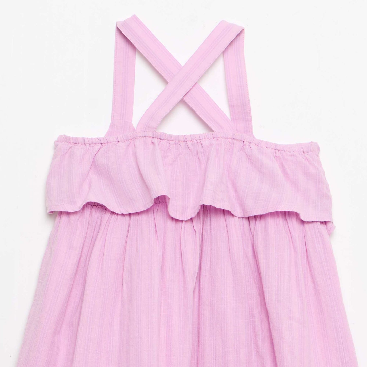Criss-Cross Strap Shift Dress with Ruffles PURPLE
