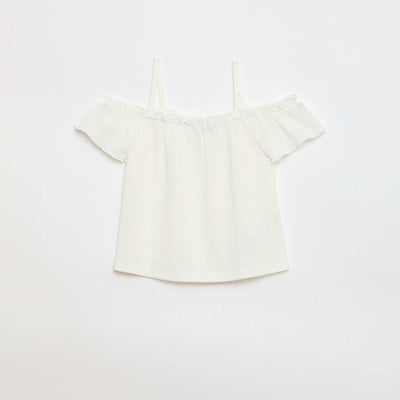 Smocked top with thin straps WHITE