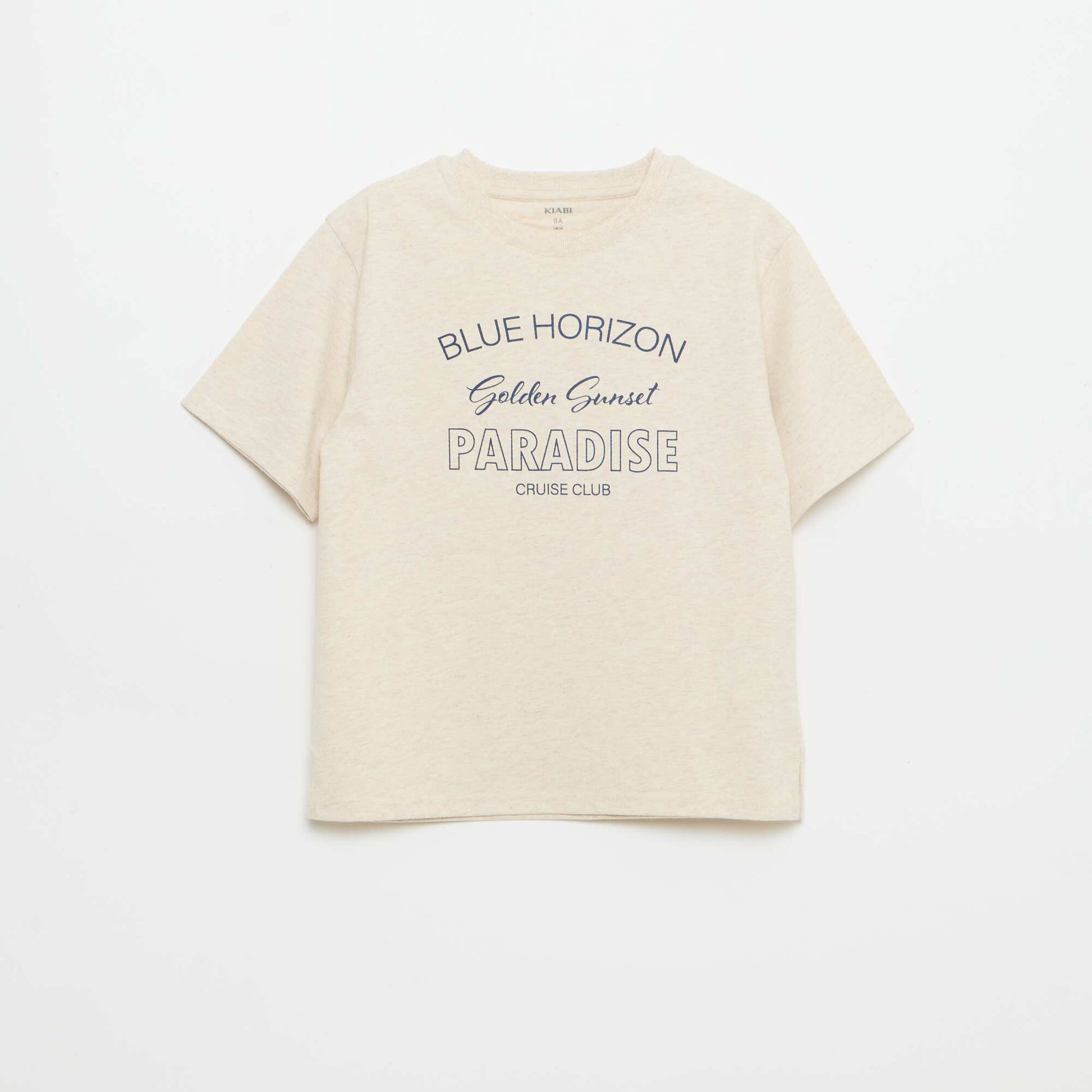Printed short-sleeved T-shirt BEIGE