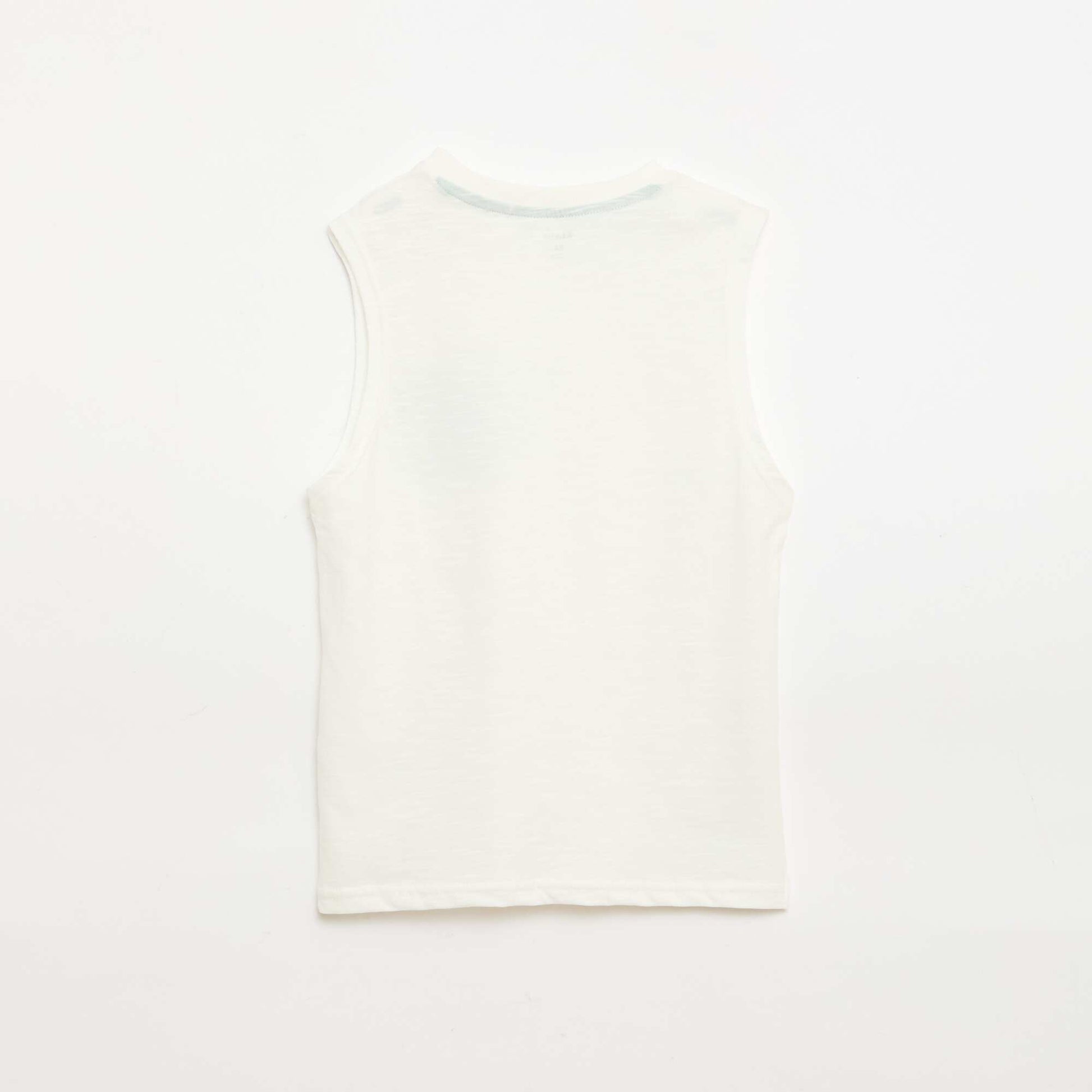 Printed cotton jersey tank top WHITE