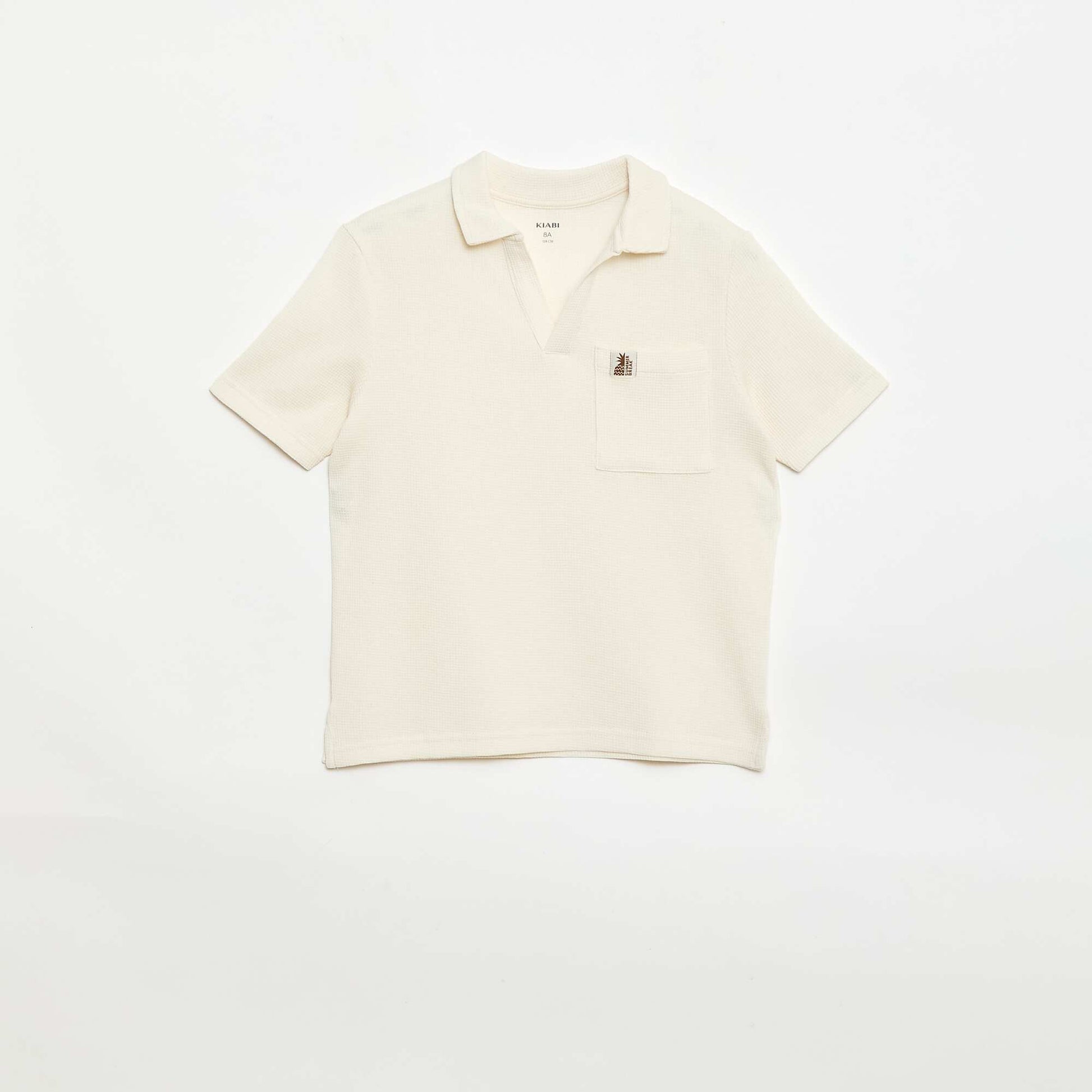 Honeycomb knit polo shirt WHITE