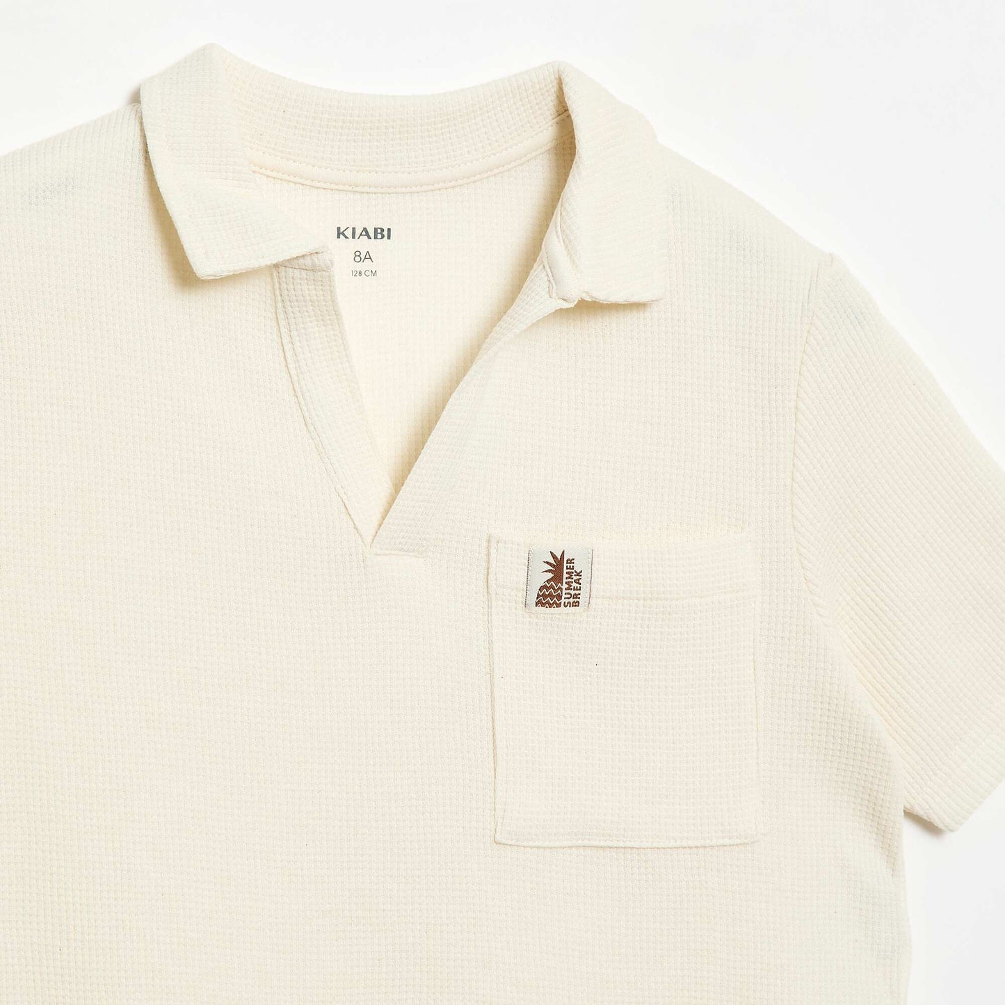 Honeycomb knit polo shirt WHITE