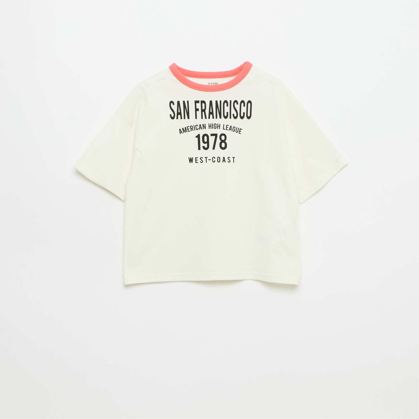 Short-Sleeve Patterned T-Shirt with Contrasting Trim WHITE