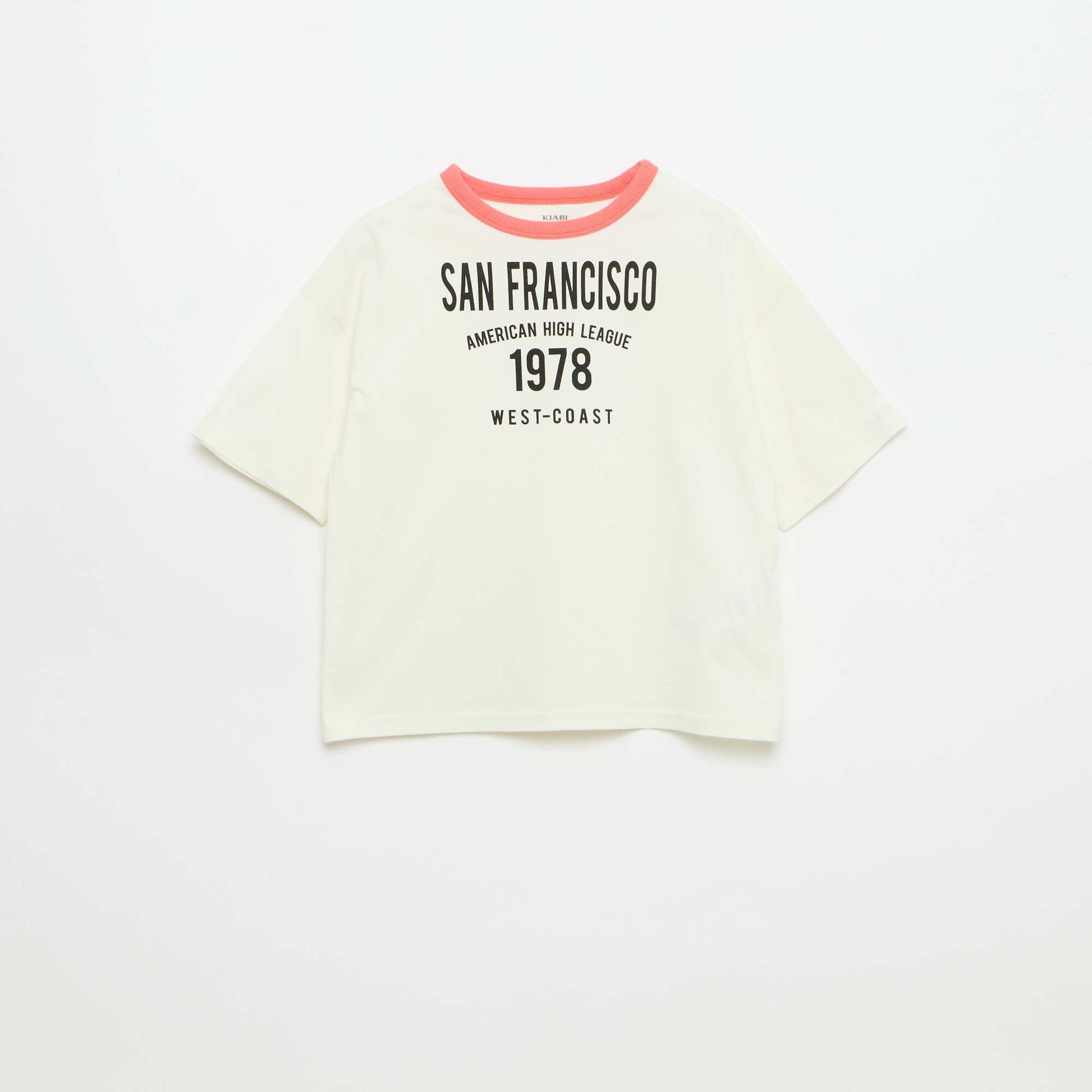 Short-Sleeve Patterned T-Shirt with Contrasting Trim WHITE
