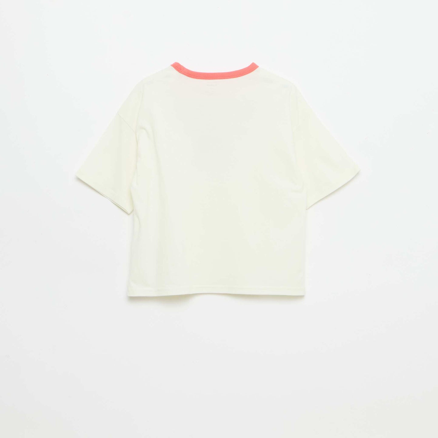 Short-Sleeve Patterned T-Shirt with Contrasting Trim WHITE