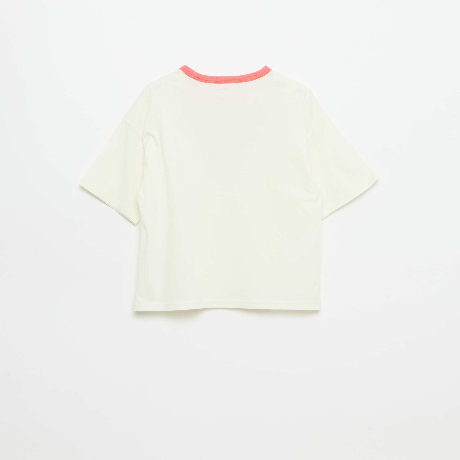 Short-Sleeve Patterned T-Shirt with Contrasting Trim WHITE