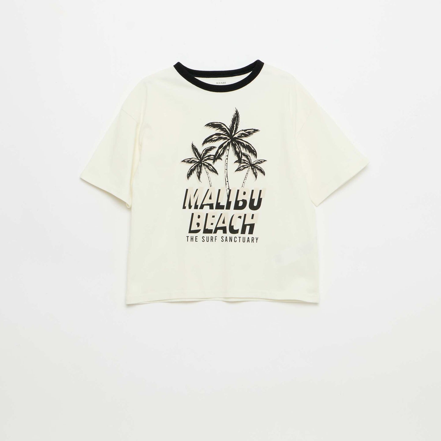 Short-Sleeve Patterned T-Shirt with Contrasting Trim WHITE