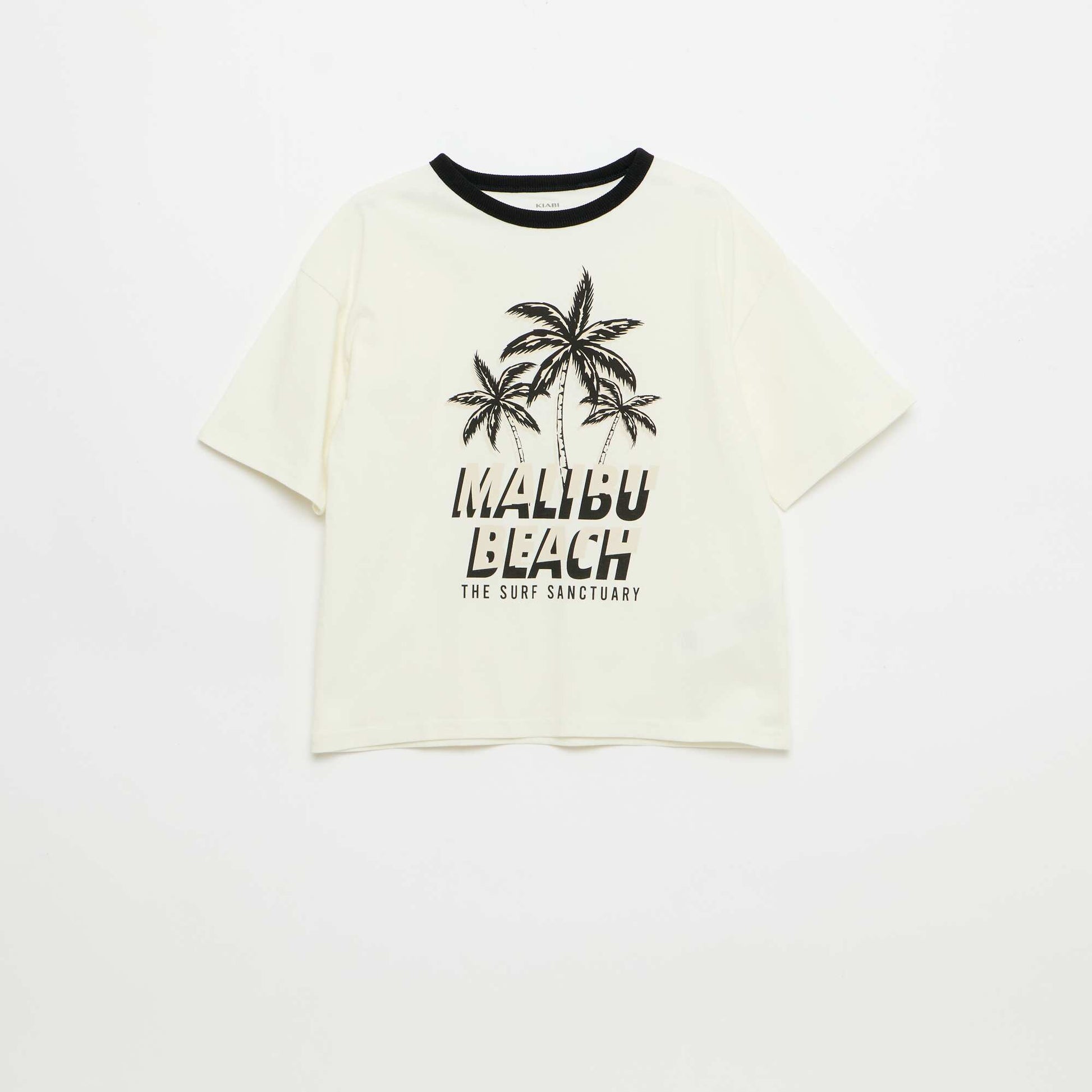 Short-Sleeve Patterned T-Shirt with Contrasting Trim WHITE