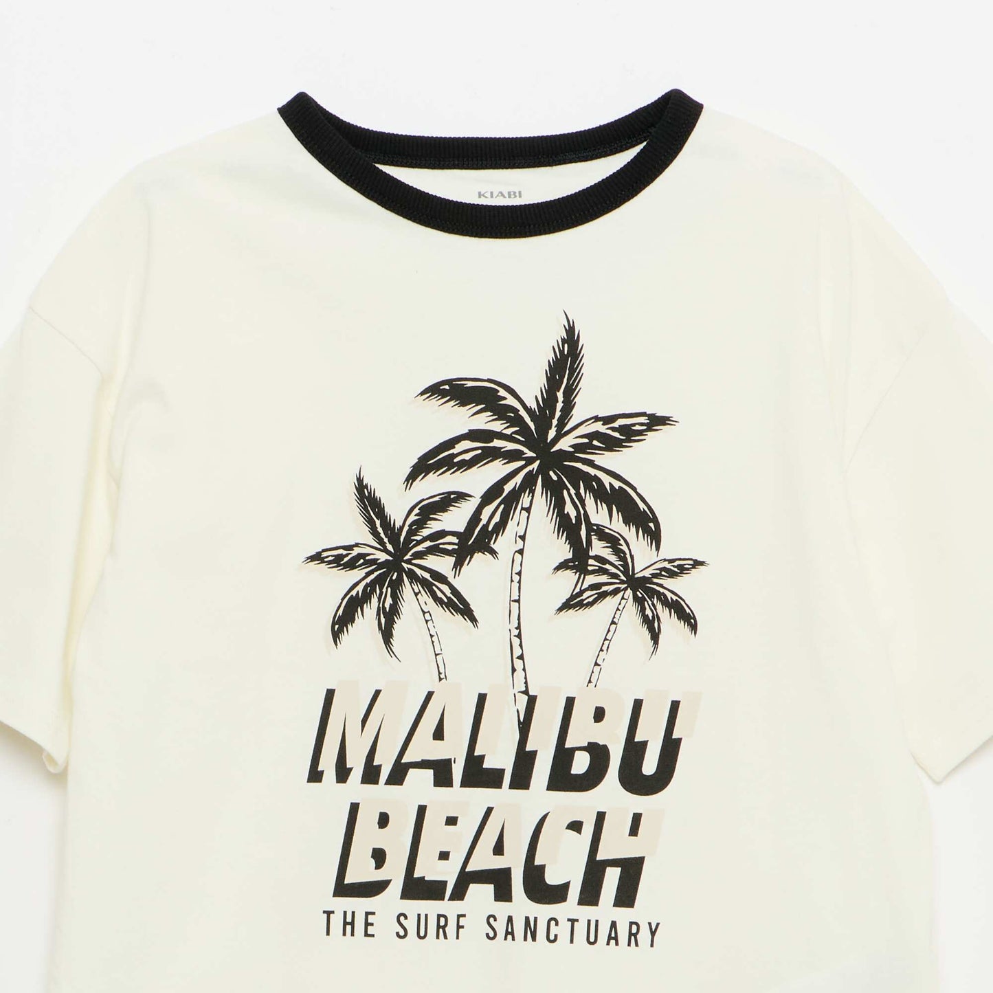 Short-Sleeve Patterned T-Shirt with Contrasting Trim WHITE