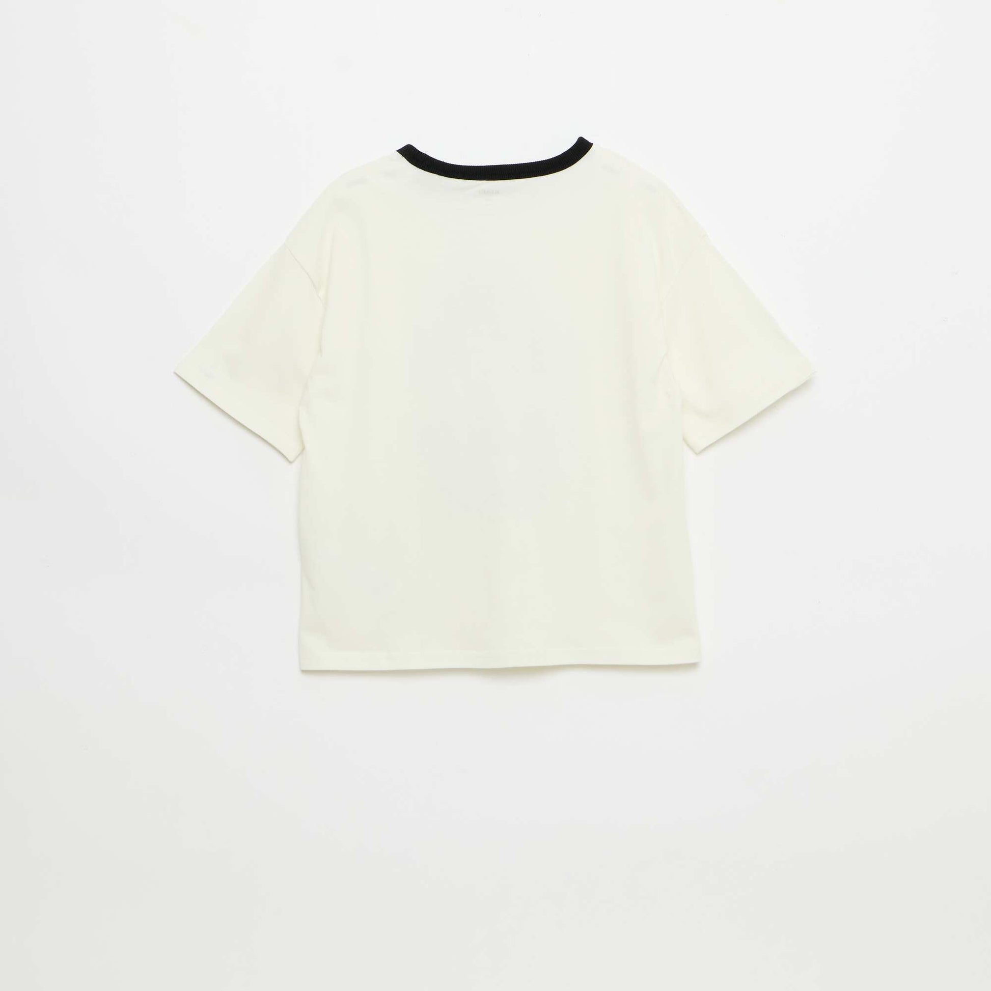 Short-Sleeve Patterned T-Shirt with Contrasting Trim WHITE