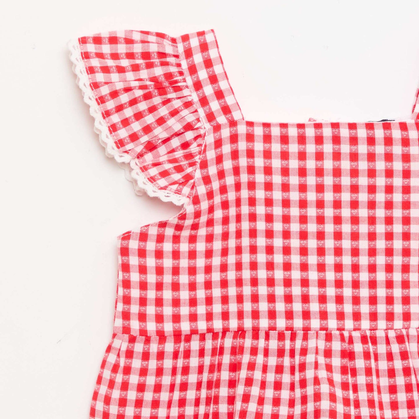 Tiered Gingham Print Dress RED