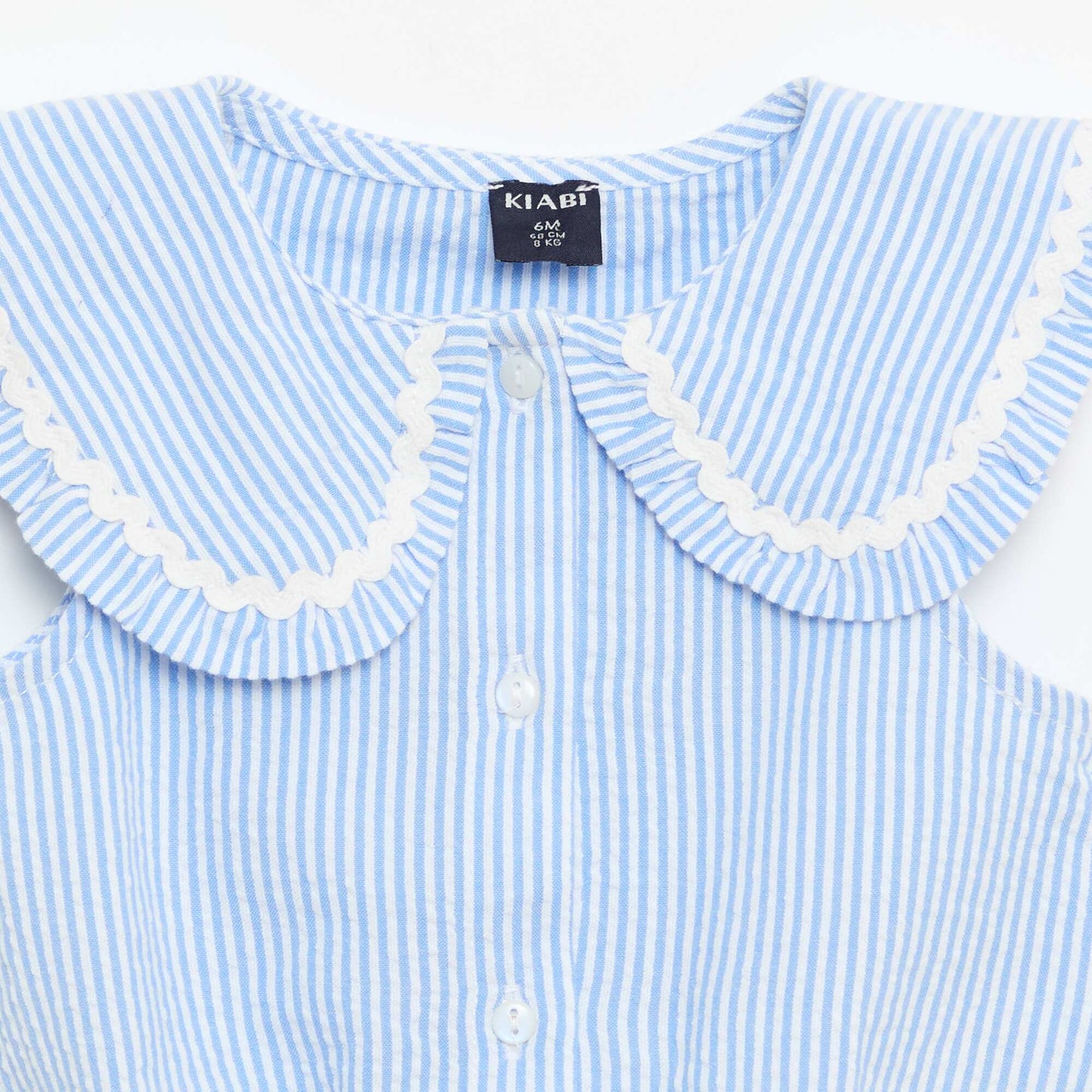 Striped Poplin Blouse with Peter Pan Collar BLUE
