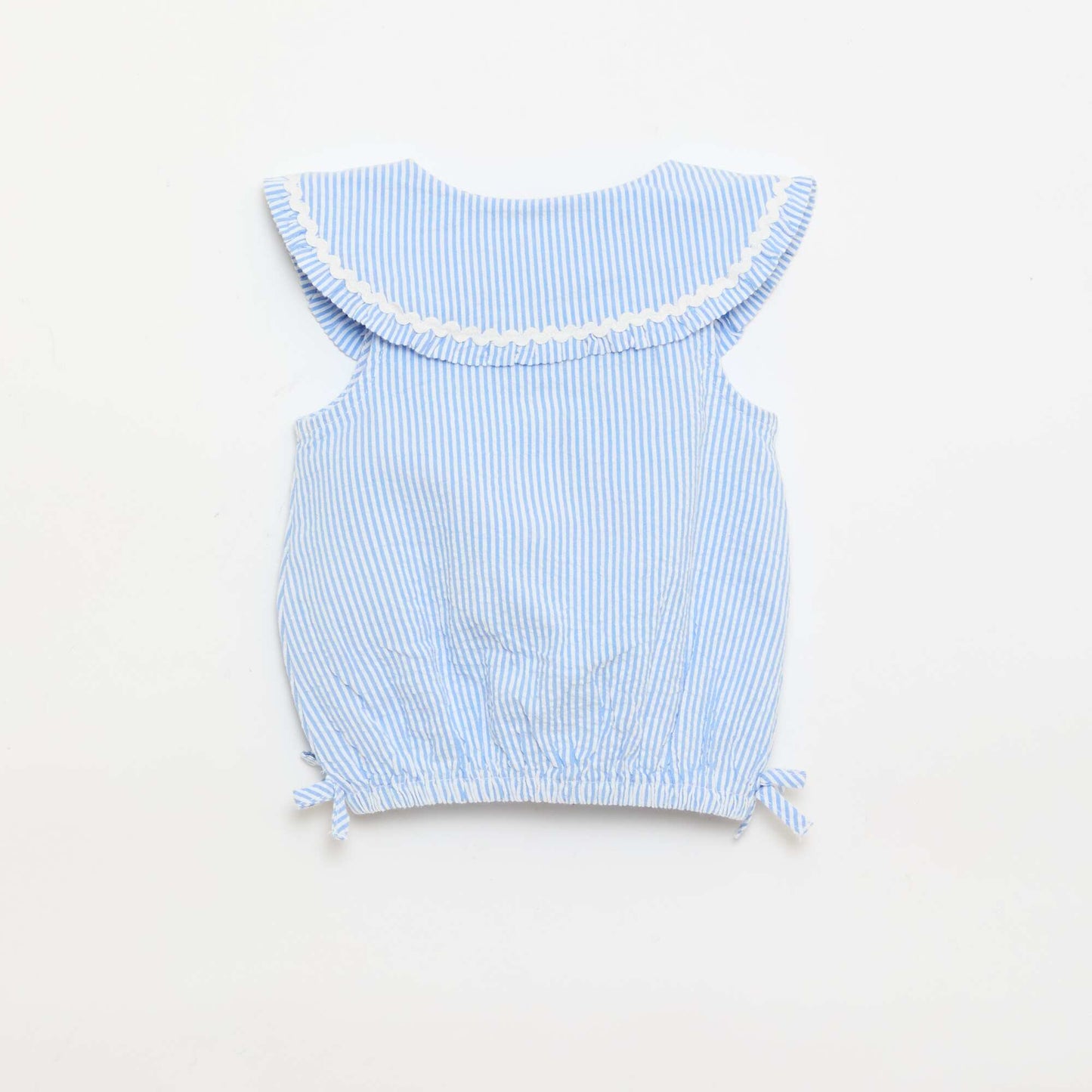 Striped Poplin Blouse with Peter Pan Collar BLUE