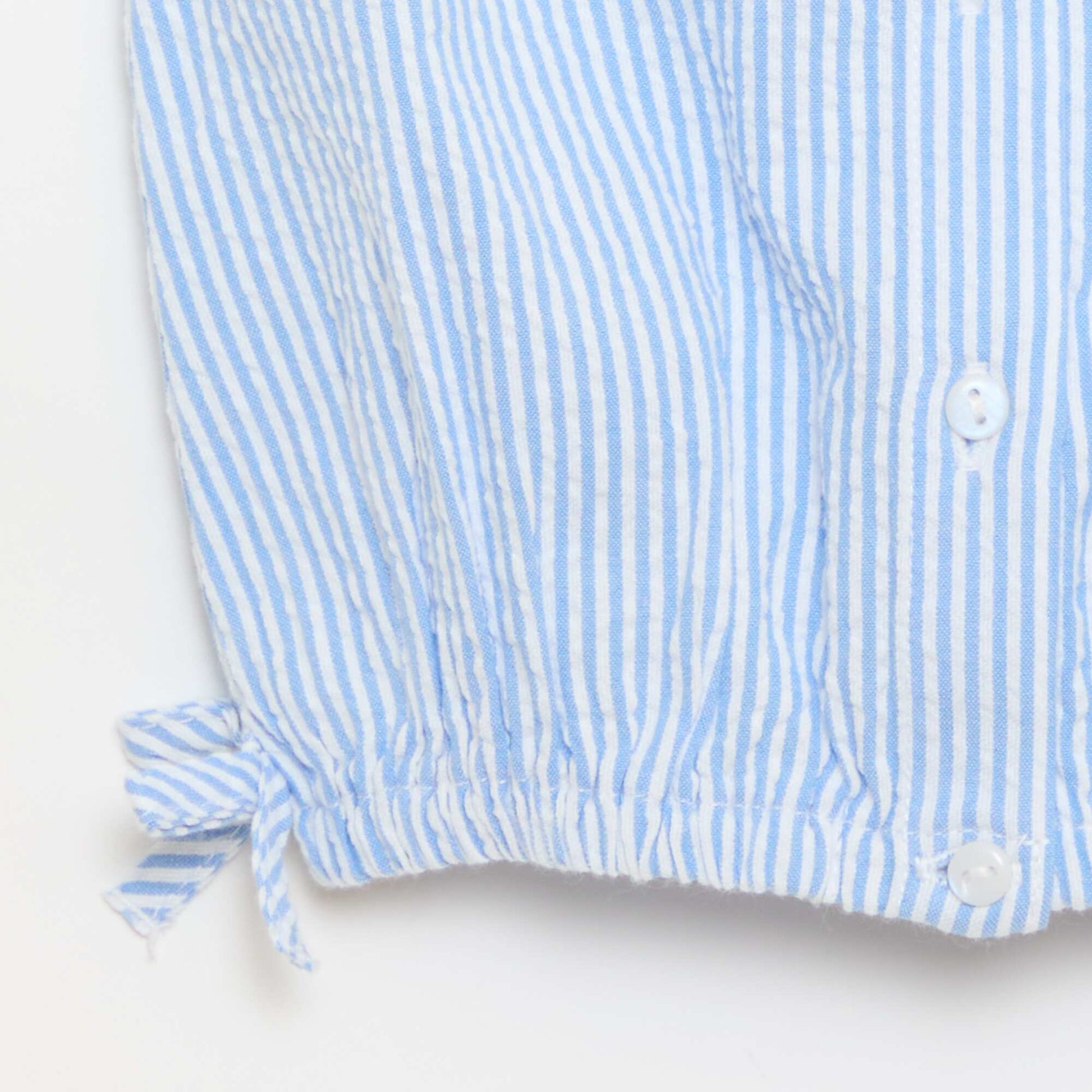 Striped Poplin Blouse with Peter Pan Collar BLUE
