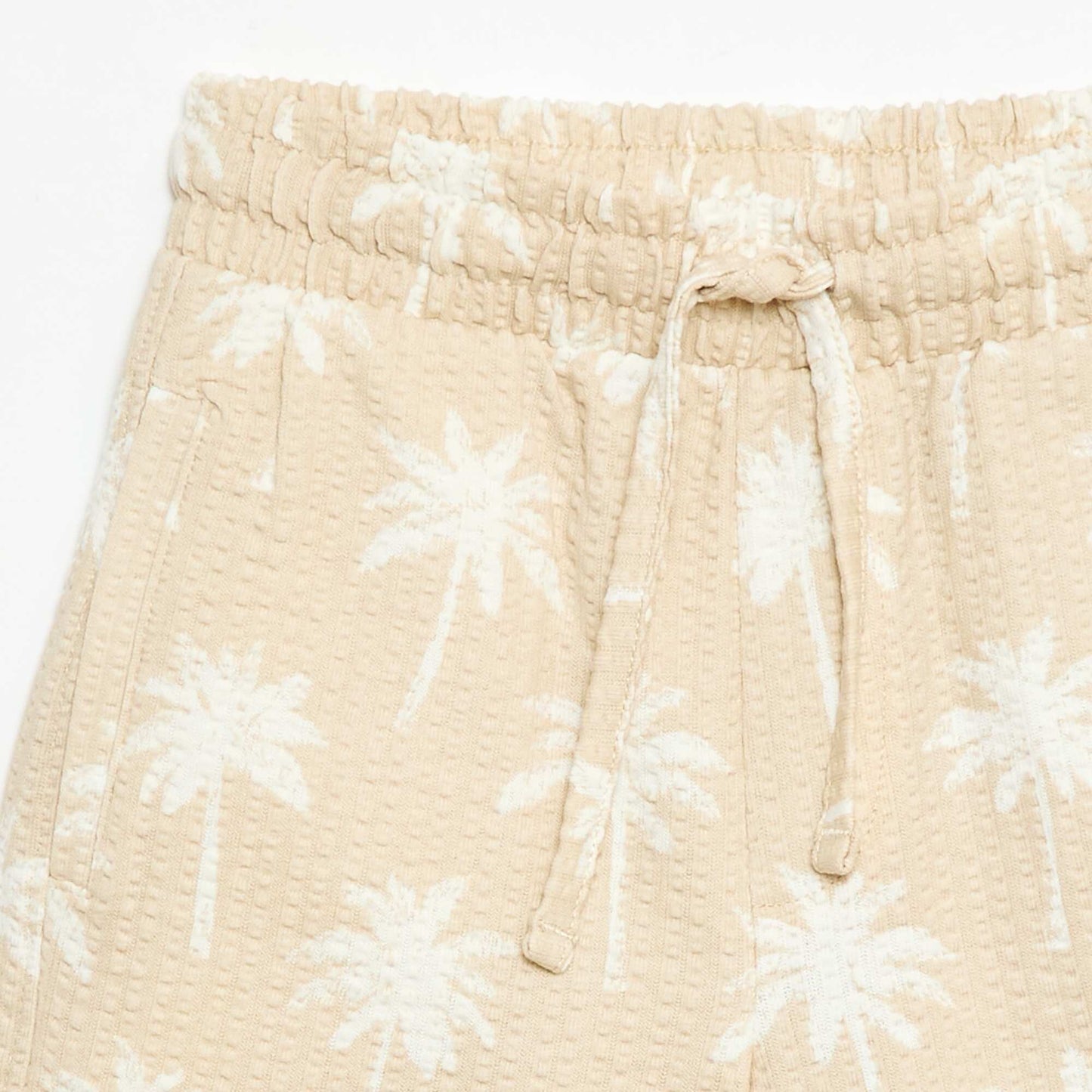 Two-Tone Cotton Shorts with Elasticated Waist BEIGE
