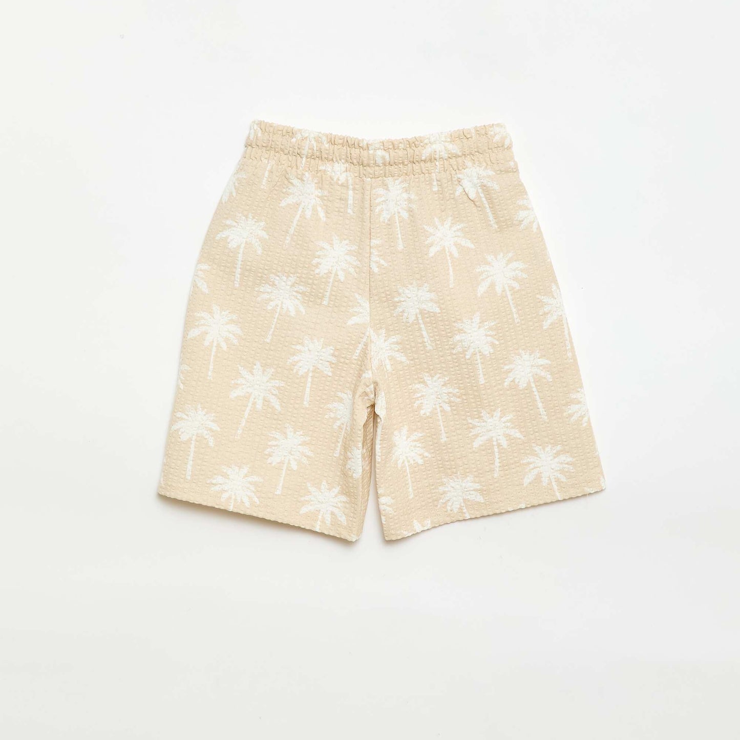 Two-Tone Cotton Shorts with Elasticated Waist BEIGE