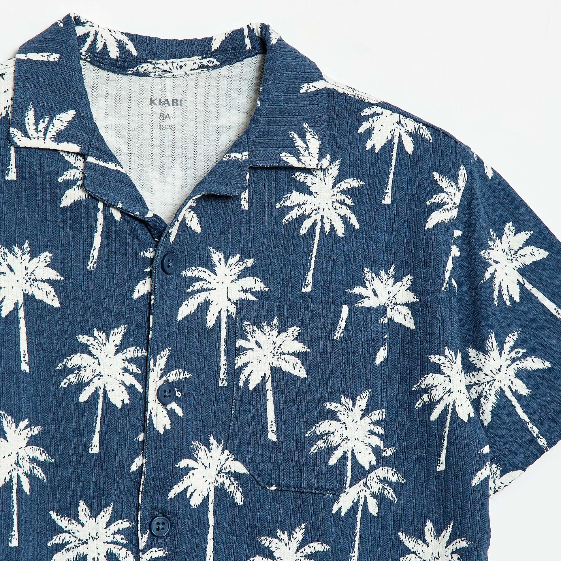 Short-sleeved honeycomb shirt BLUE