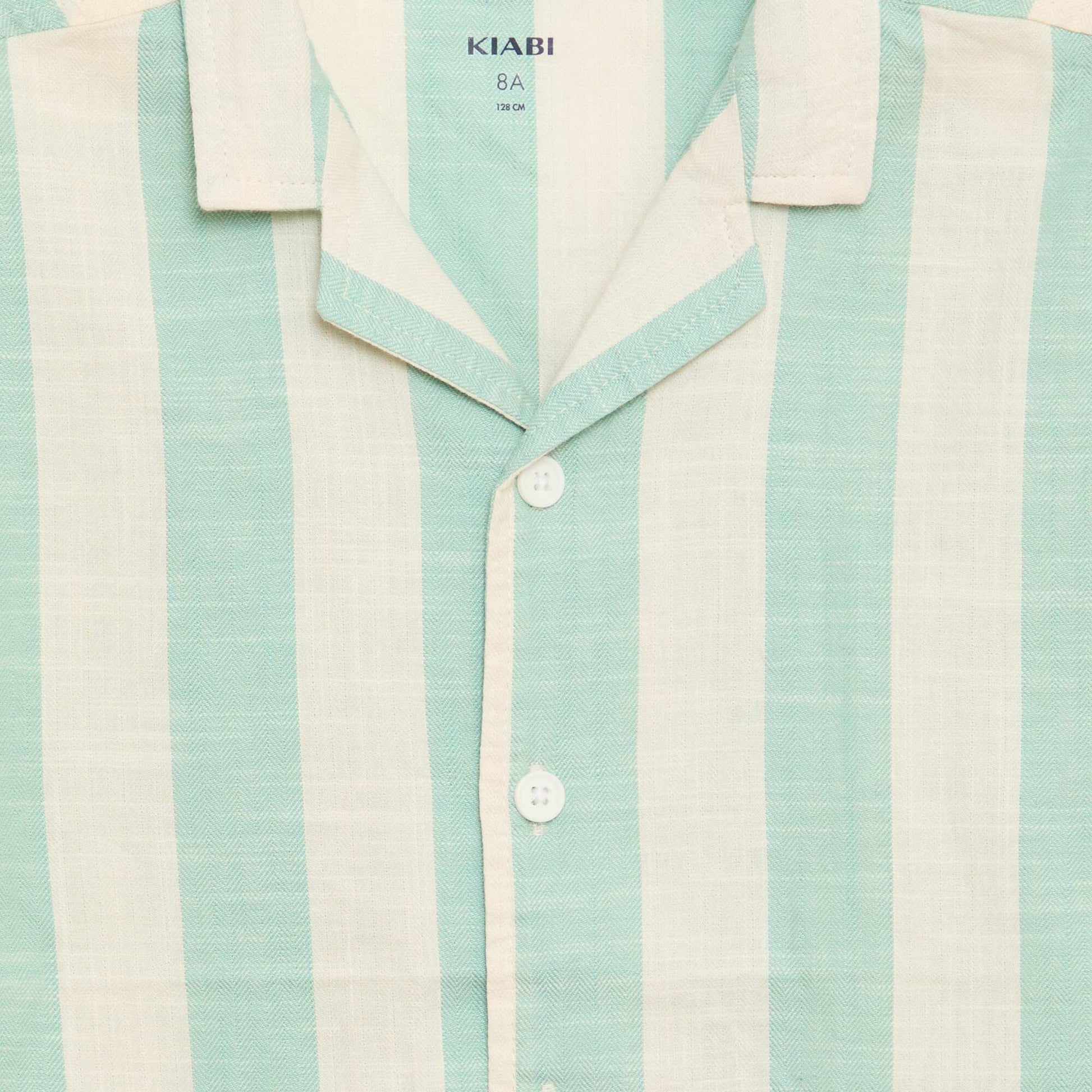 Short-Sleeved Striped Shirt GREEN