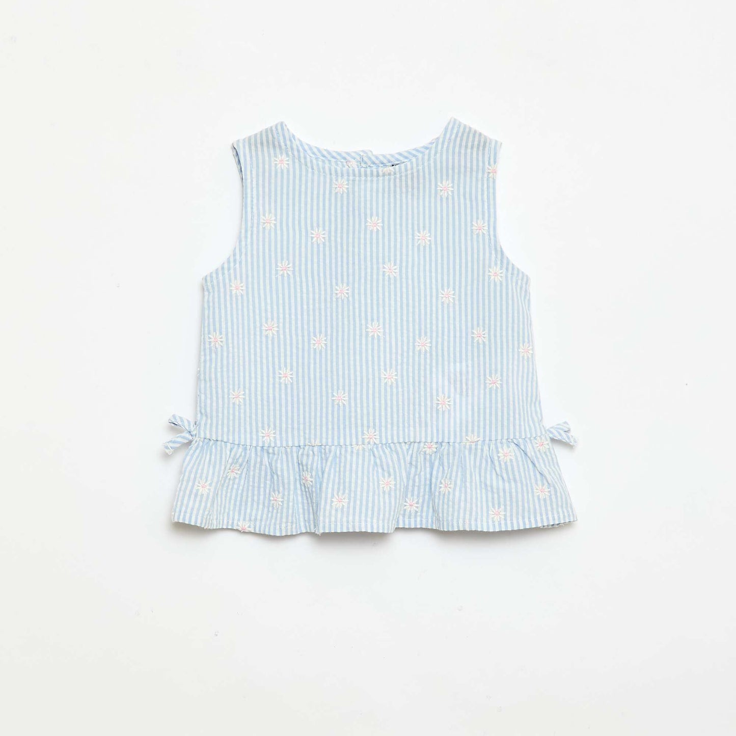 2-ნაწილიანი ბამბის პრინტიანი ბლუზა და შორტი კომპლექტი ლურჯი