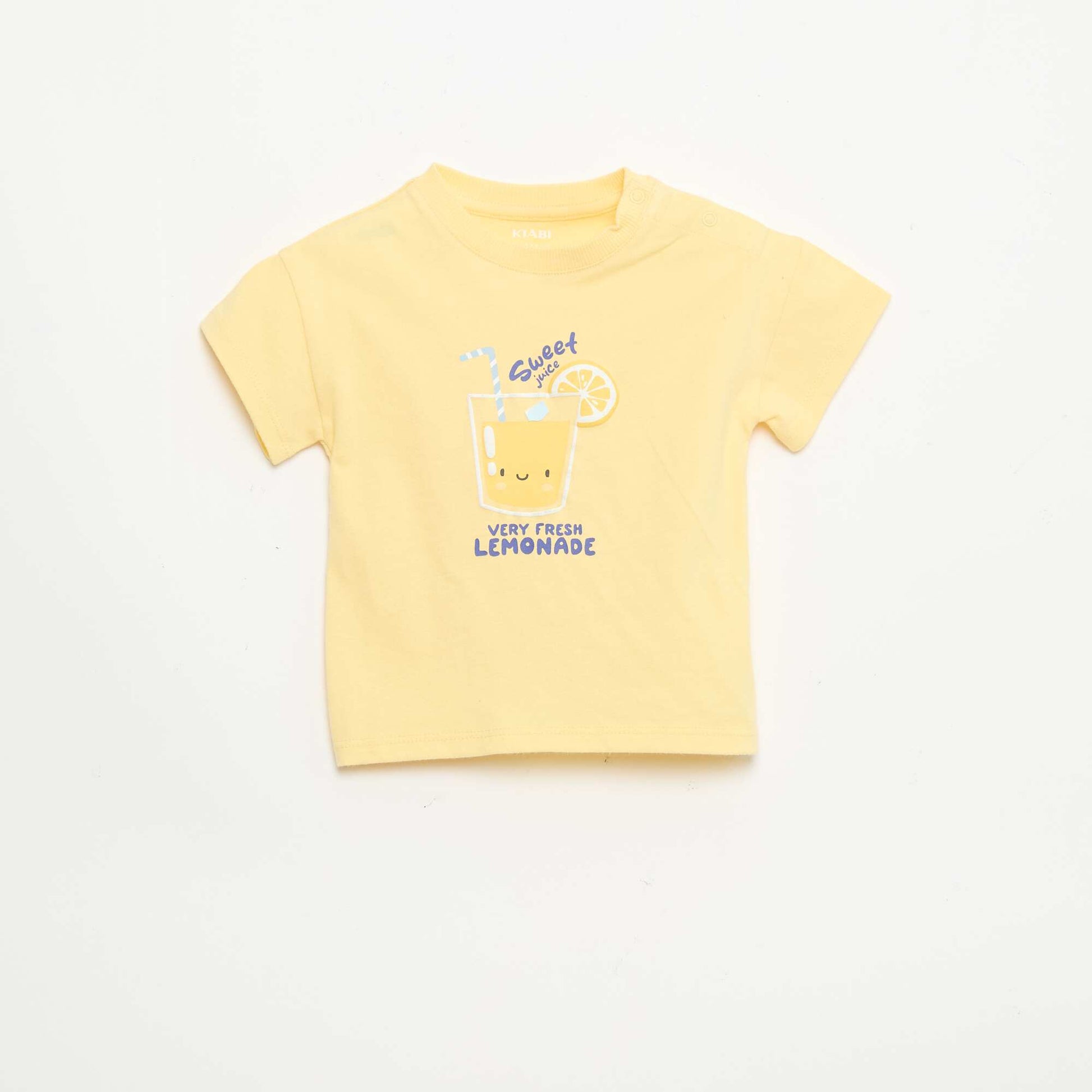 Cotton T-shirt with chest embroidery YELLOW