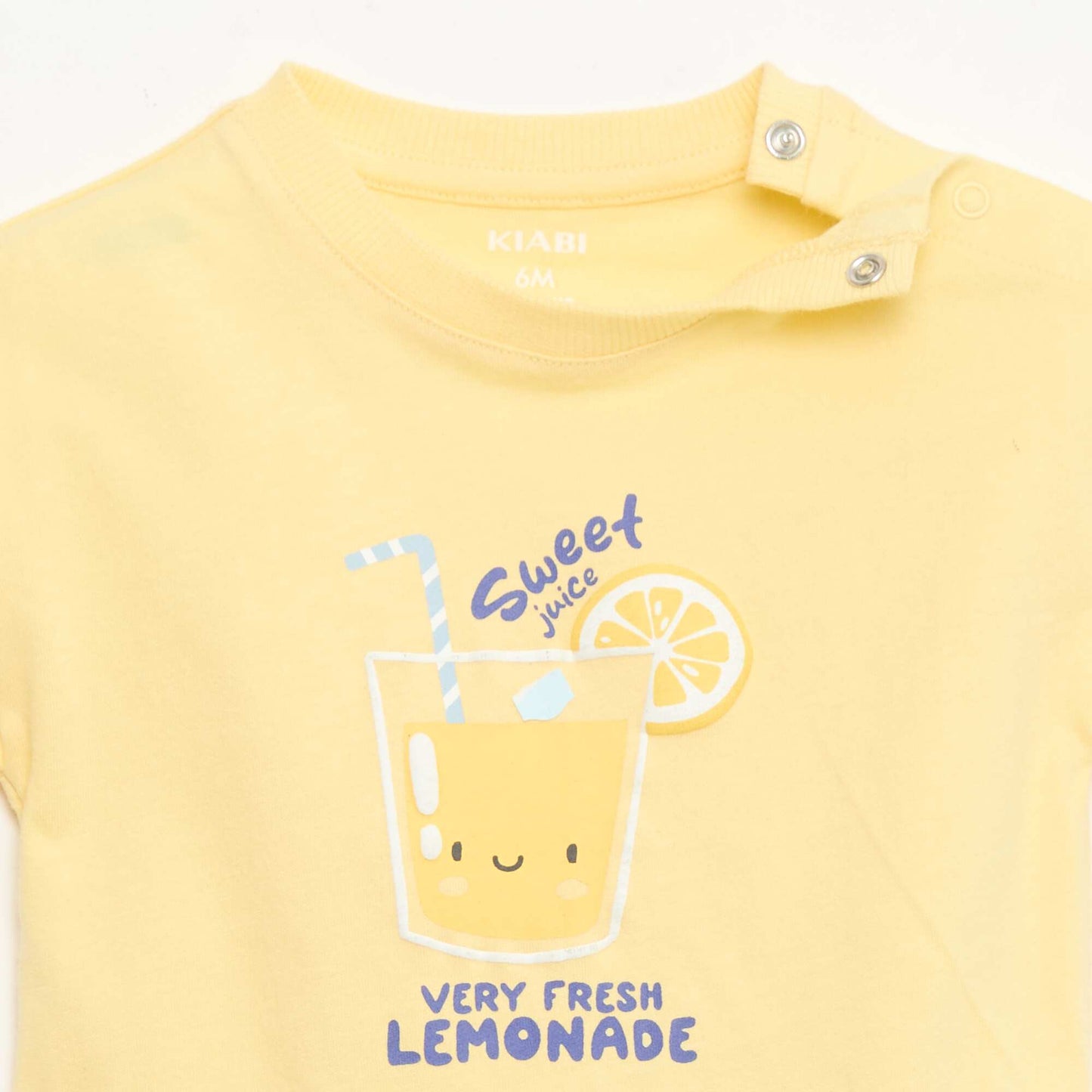 Cotton T-shirt with chest embroidery YELLOW
