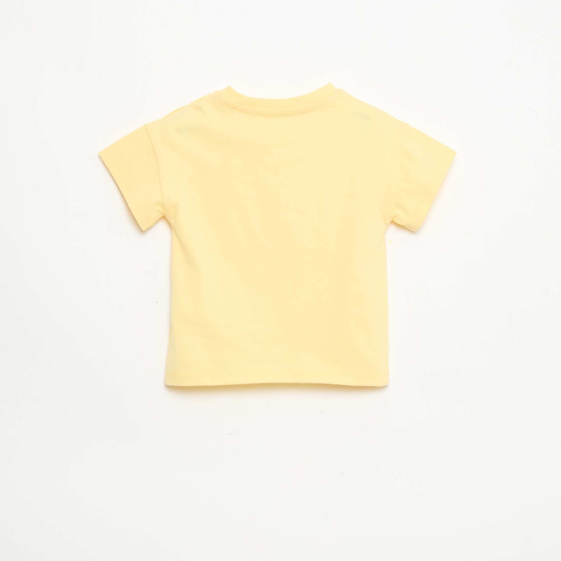 Cotton T-shirt with chest embroidery YELLOW