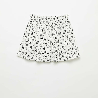 Skater mini skirt with integrated shorts WHITE