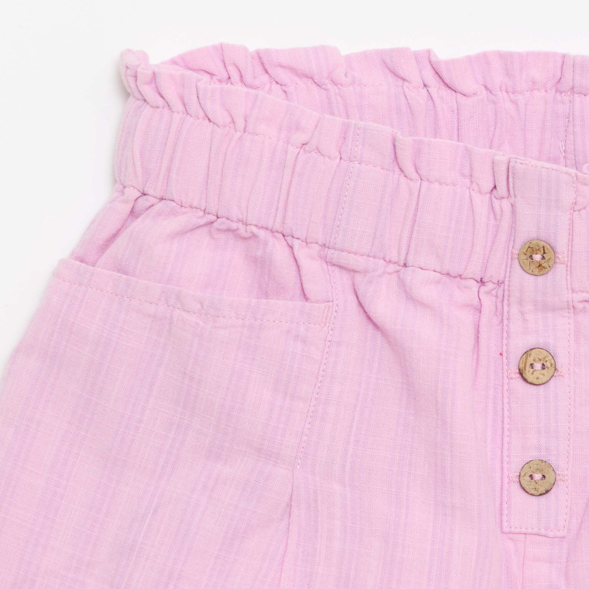 Straight seersucker shorts PURPLE