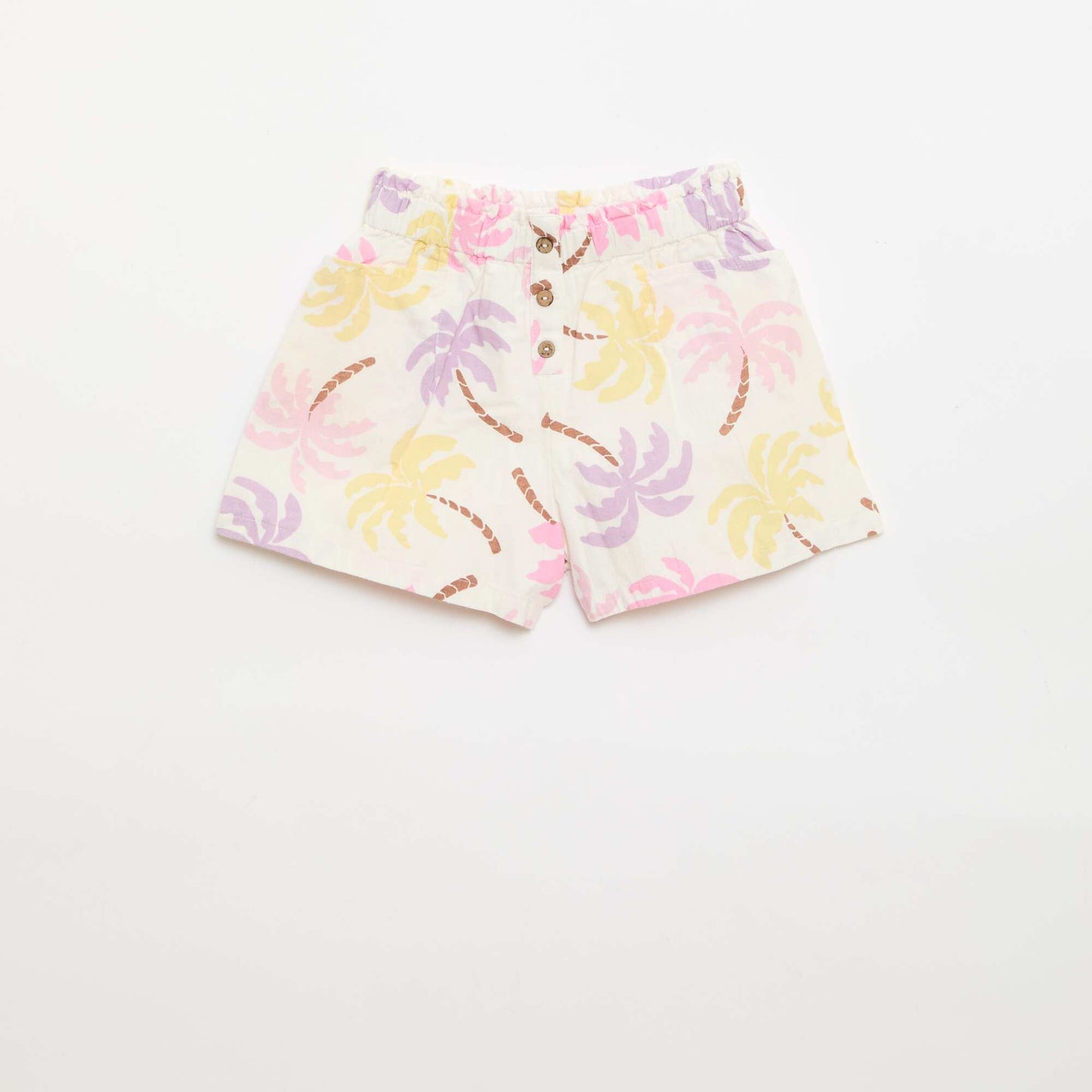 Straight seersucker shorts BEIGE