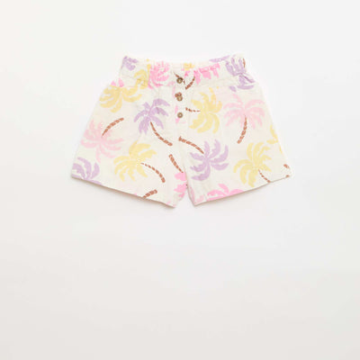 Straight seersucker shorts BEIGE