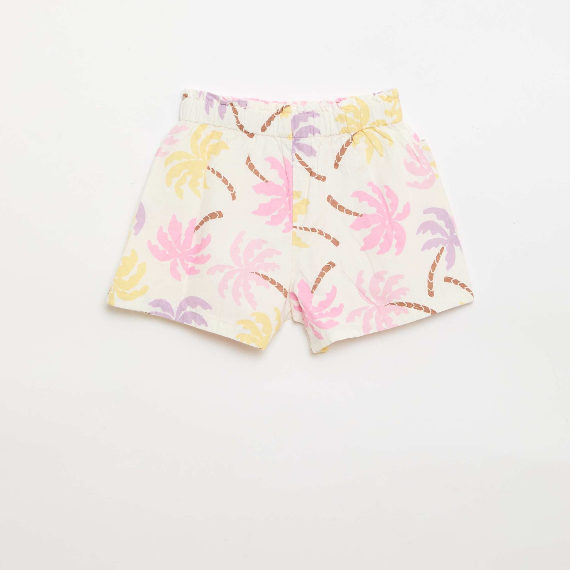 Straight seersucker shorts BEIGE