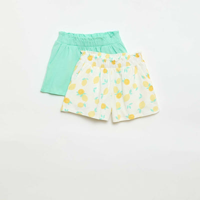 2-Pack Elastic Waist Shorts WHITE