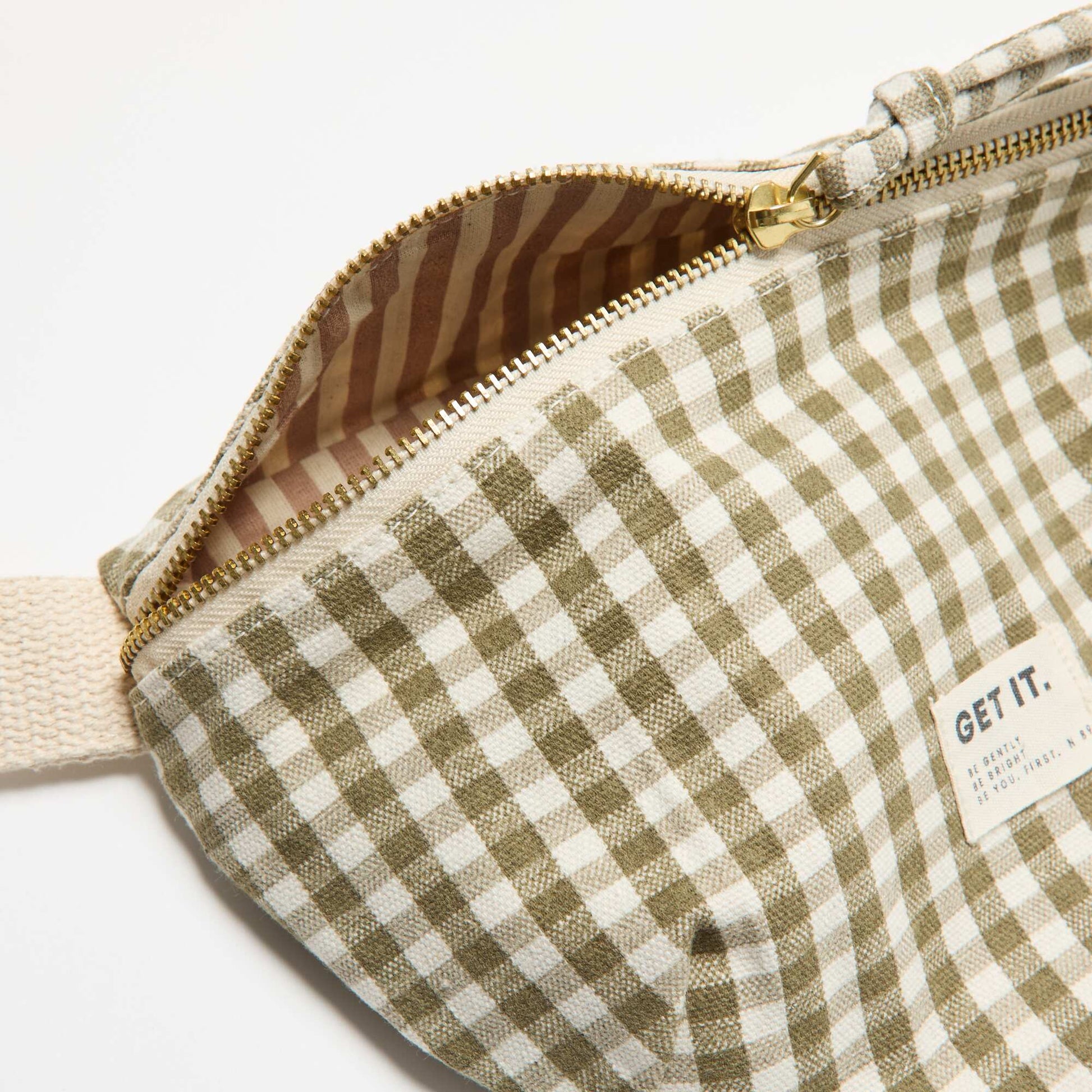 Printed Fabric Belt Bag GREEN