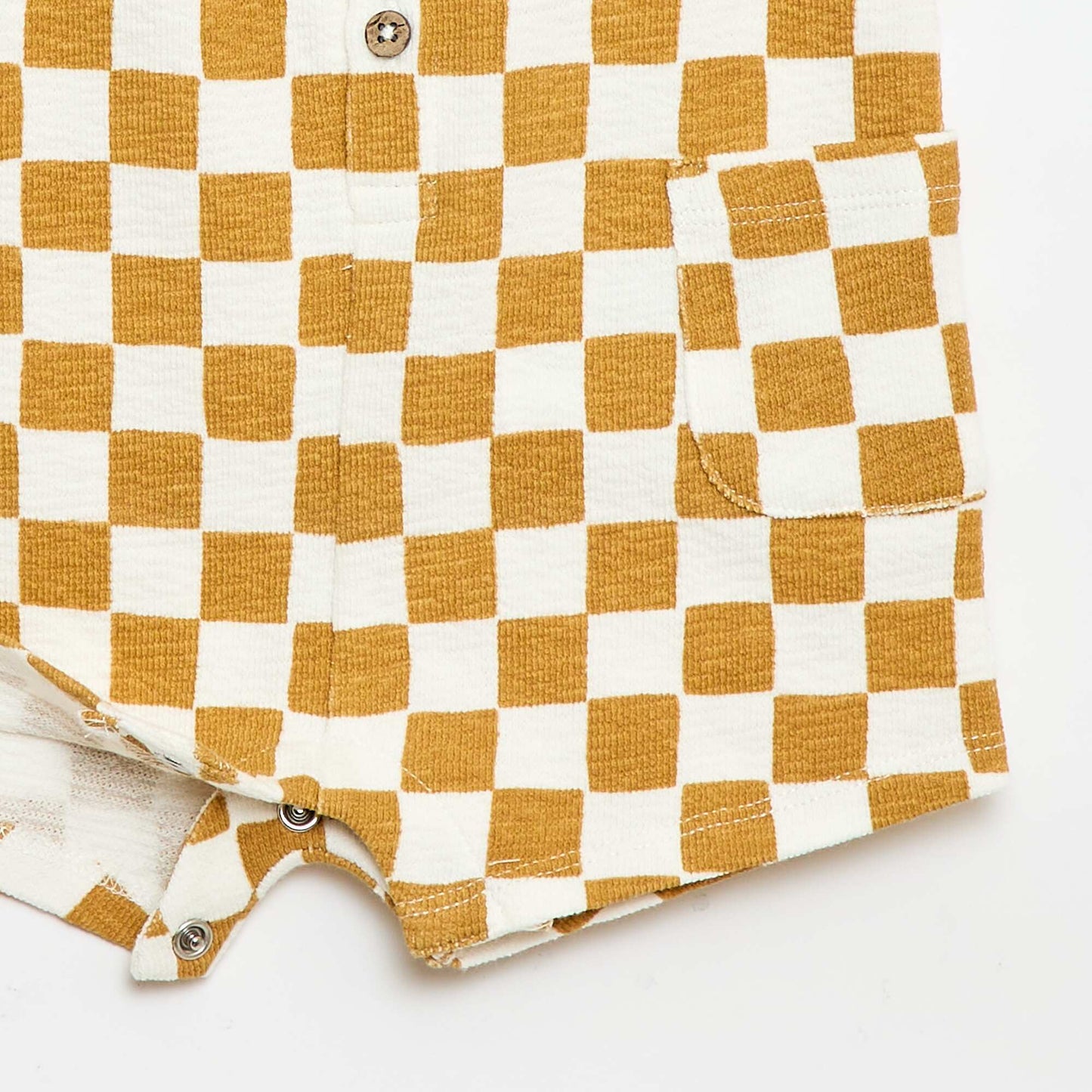 Checkered Baby Terry Romper YELLOW