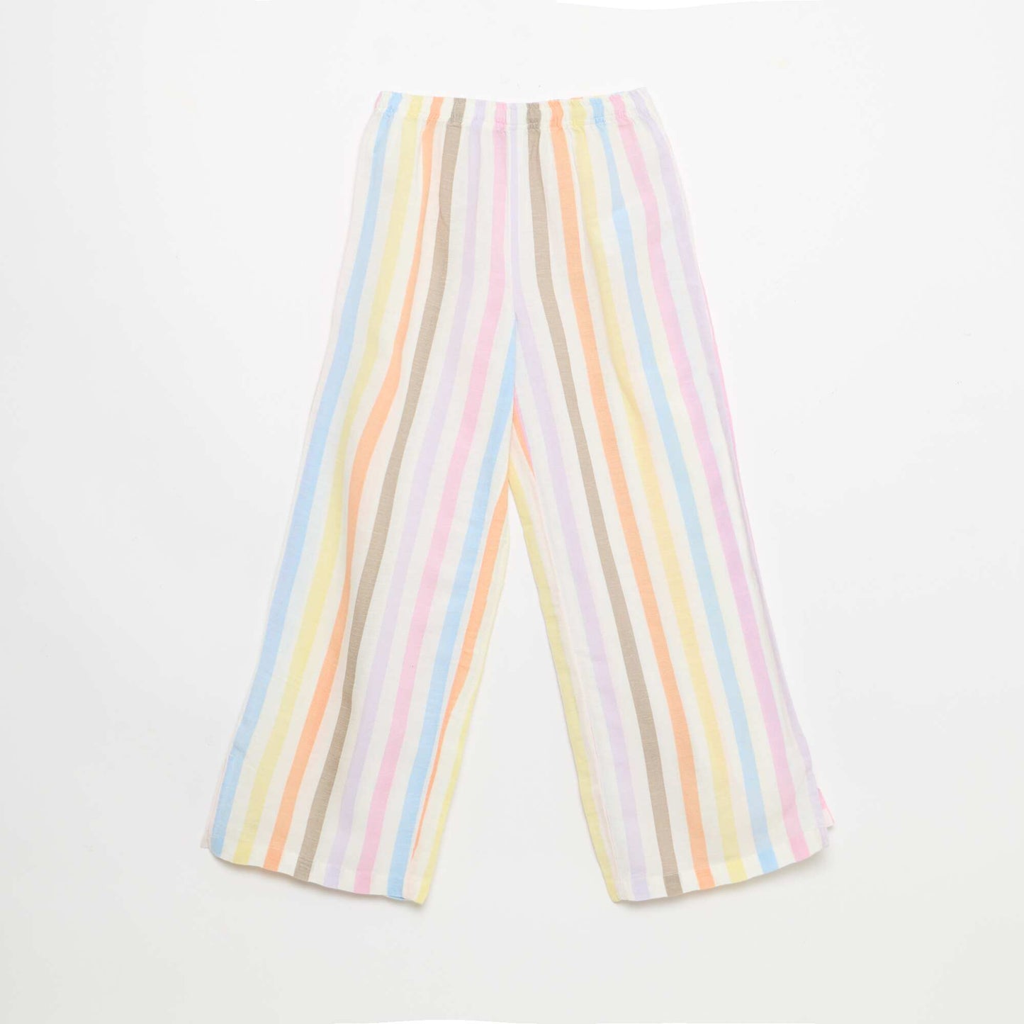 Straight-leg linen blend trousers WHITE