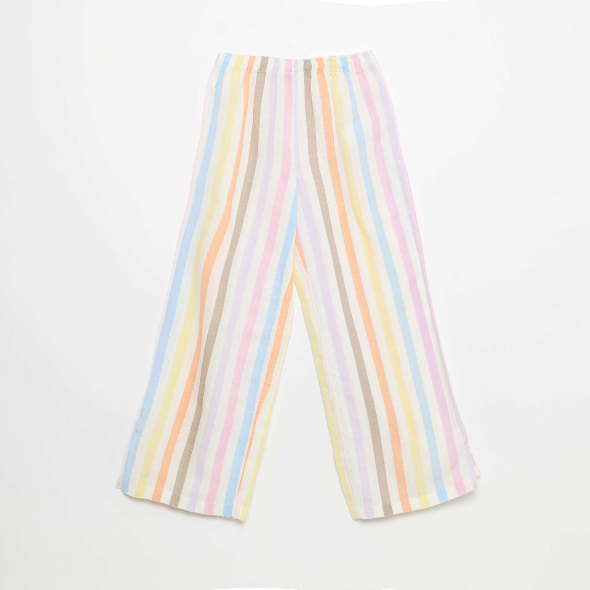 Straight-leg linen blend trousers WHITE