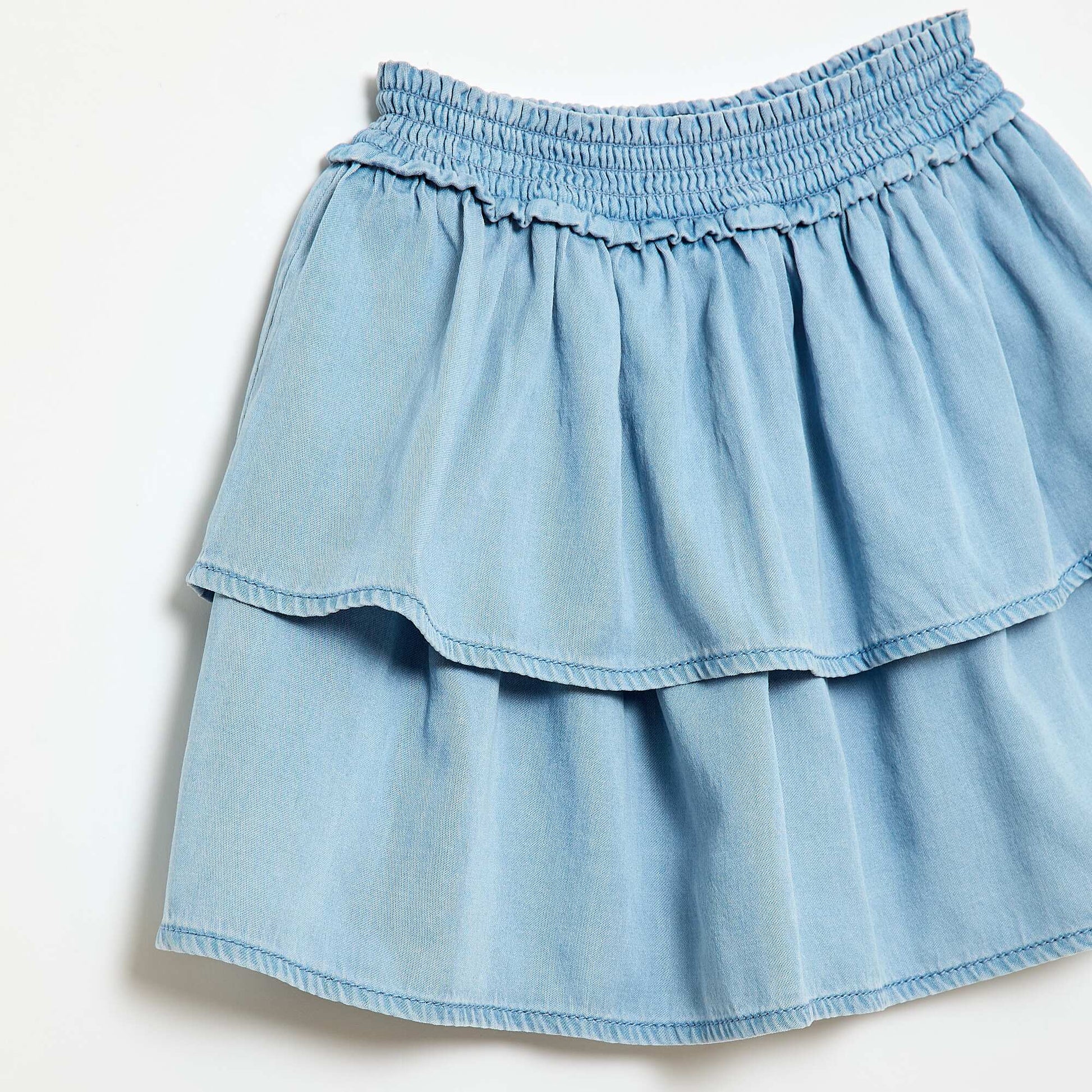 Cotton flared skirt with elasticated waist BLUE