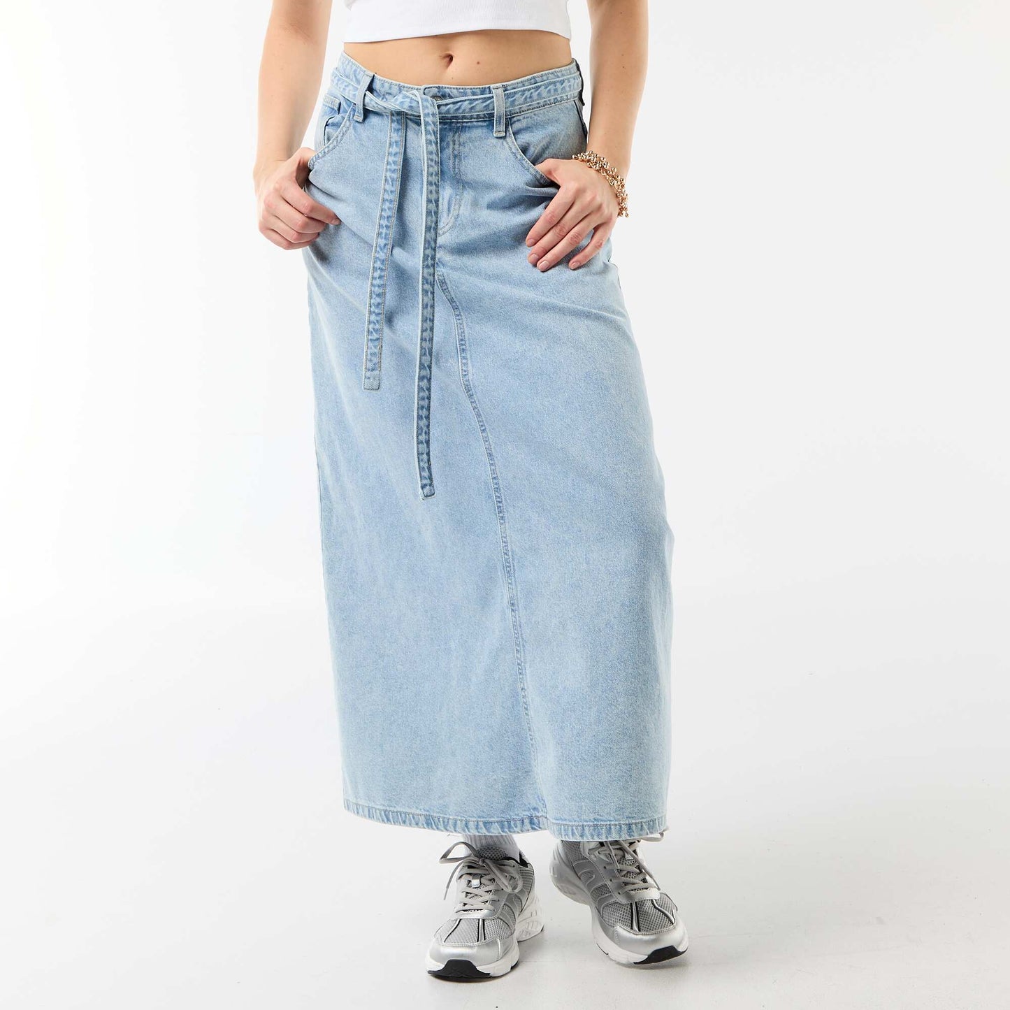 Long denim skirt BLUE