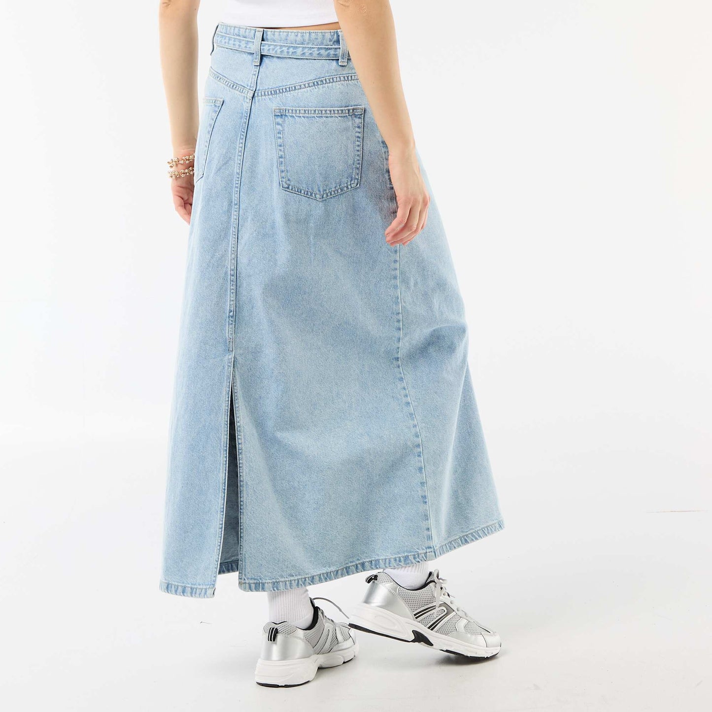 Long denim skirt BLUE