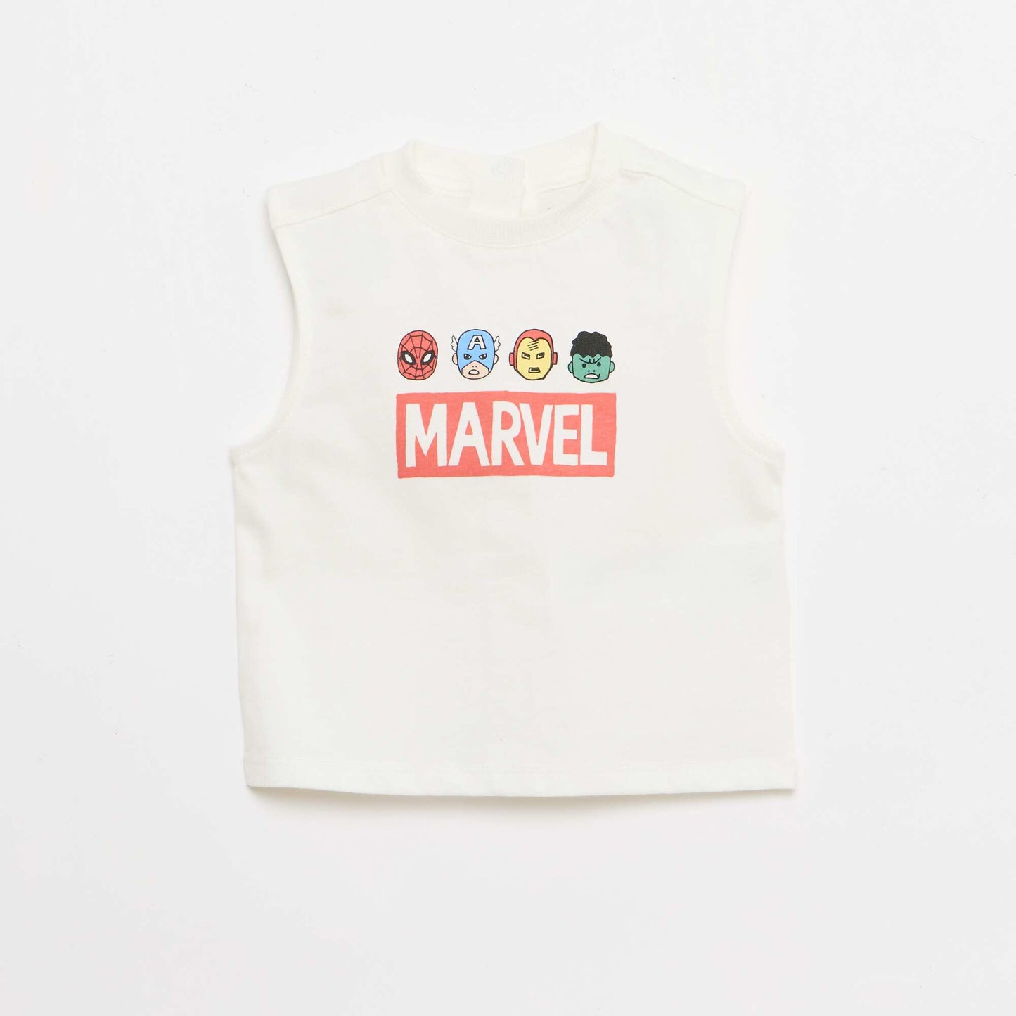Marvel-ის ორნაწილიანი ზედა + შორტი კომპლექტი თეთრი
