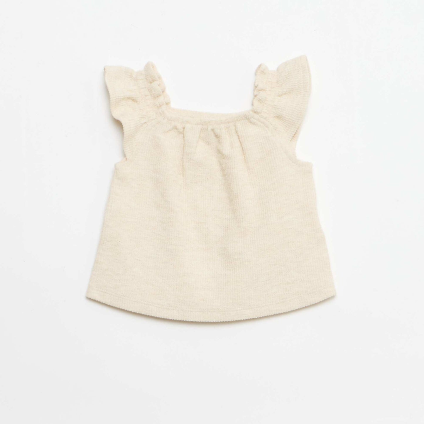 3-piece ribbed knit set - shorts + T-shirt + bucket hat BEIGE
