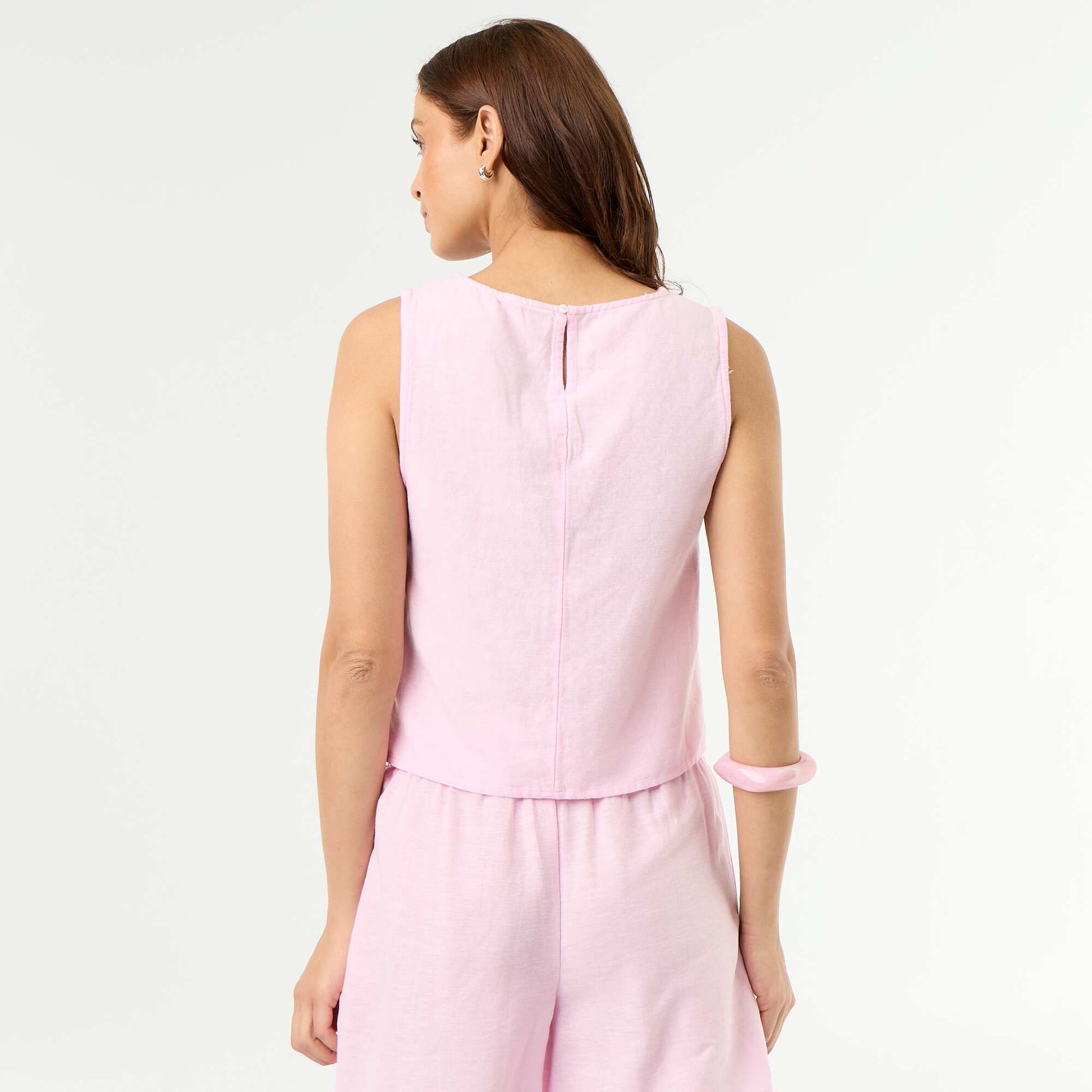 Sleeveless Round-Neck Top PINK
