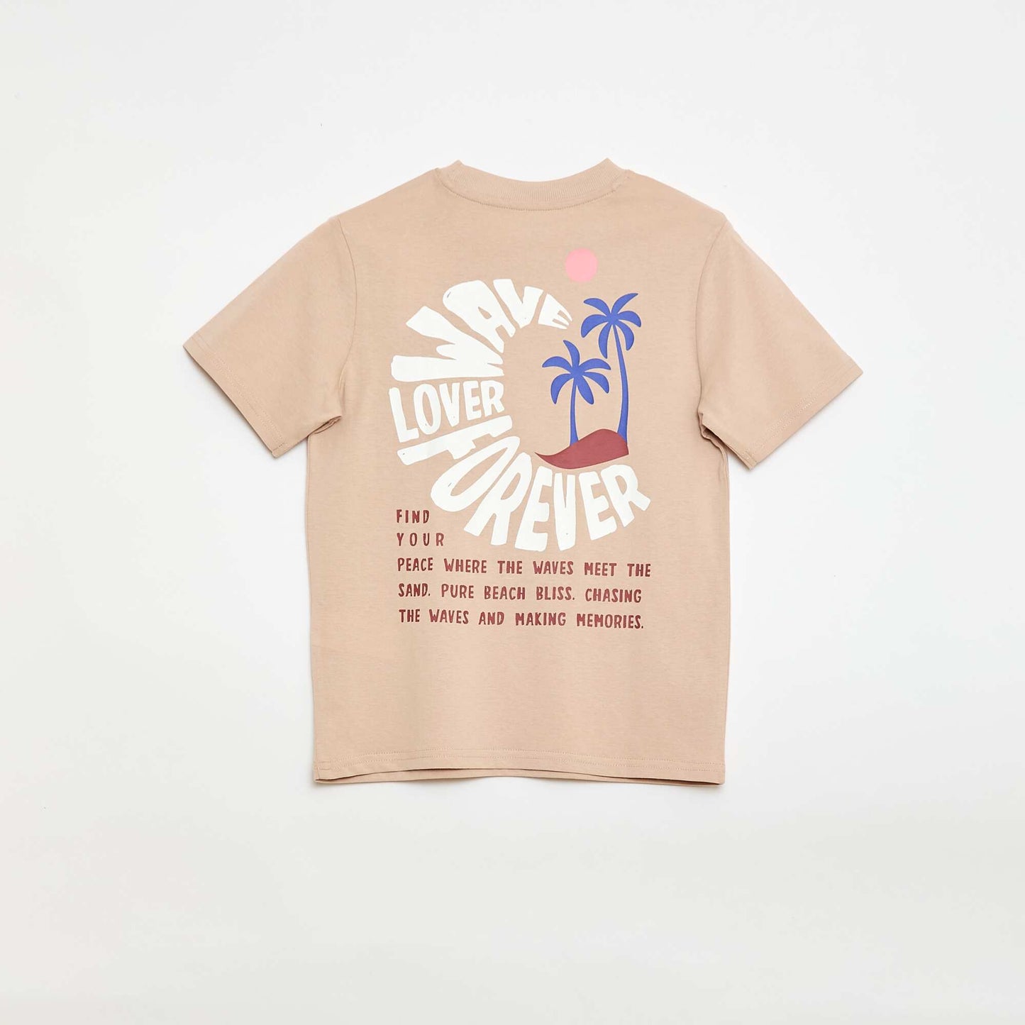 Printed Front and Back Short-Sleeve T-Shirt BEIGE