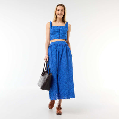 Long Skirt with Broderie Anglaise BLUE