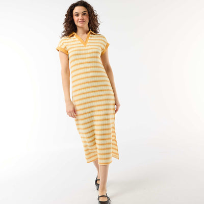 Polo Collar Long Dress YELLOW